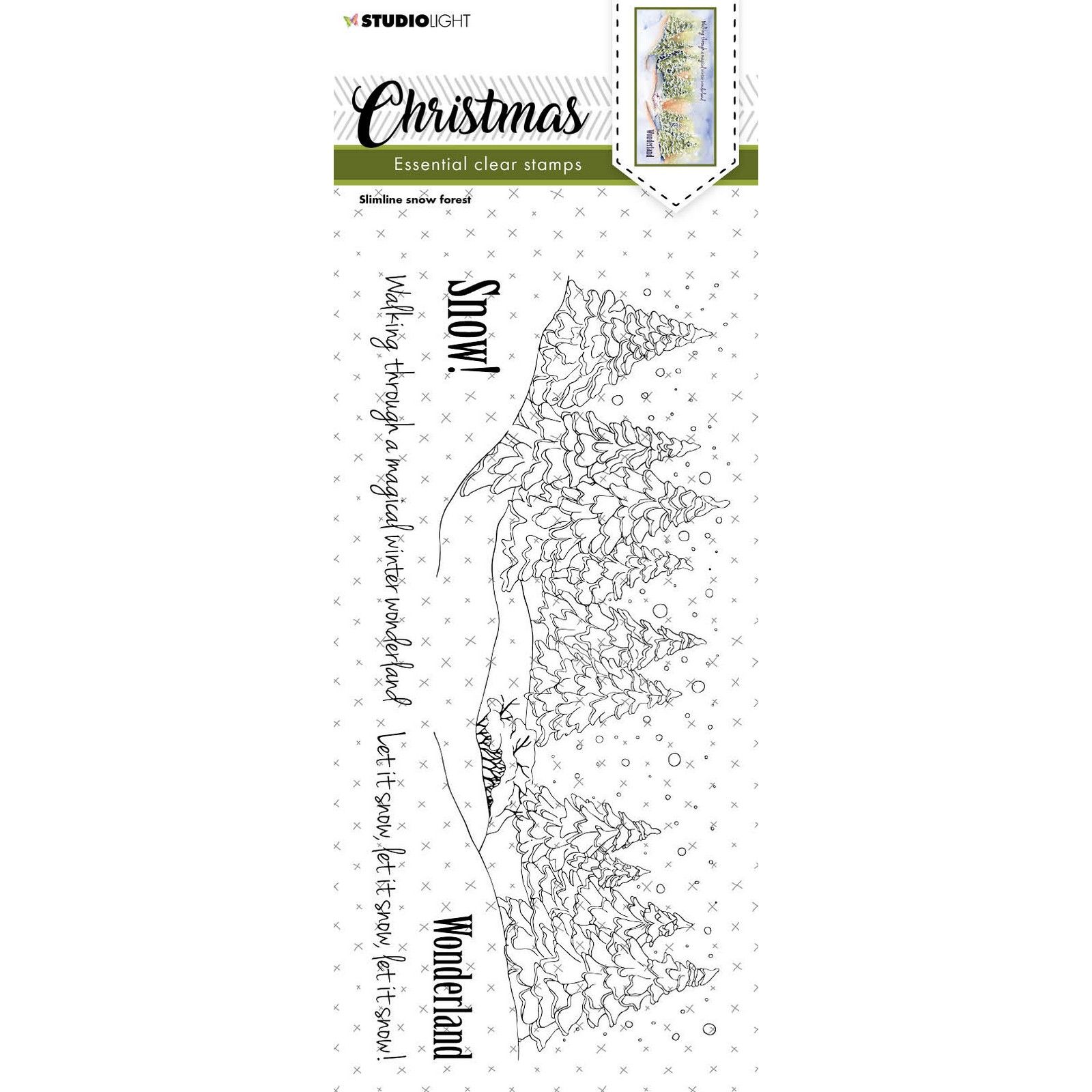 Studio Light • Essentials Clear Stamp  Christmas Slimline Snow Forest