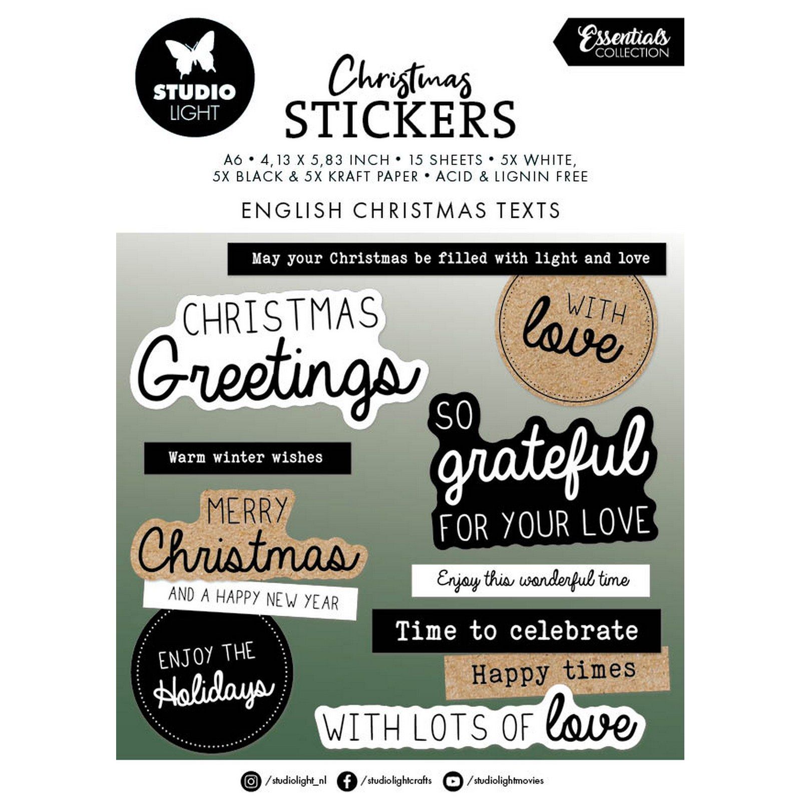 Studio Light • Essentials Sticker Pad English Christmas Texts