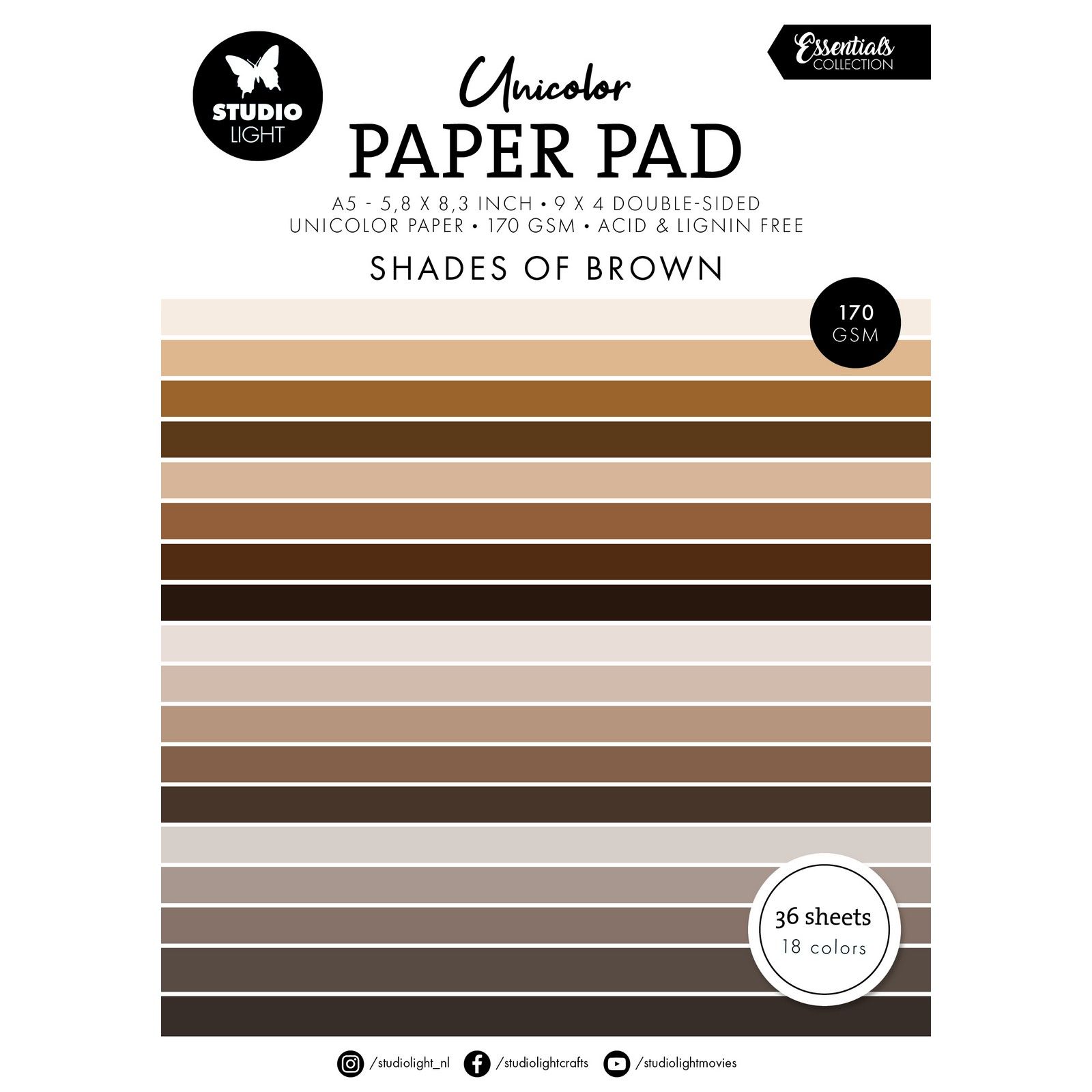 Studio Light • Essentials Unicolor Paper Pad Shades Of Brown