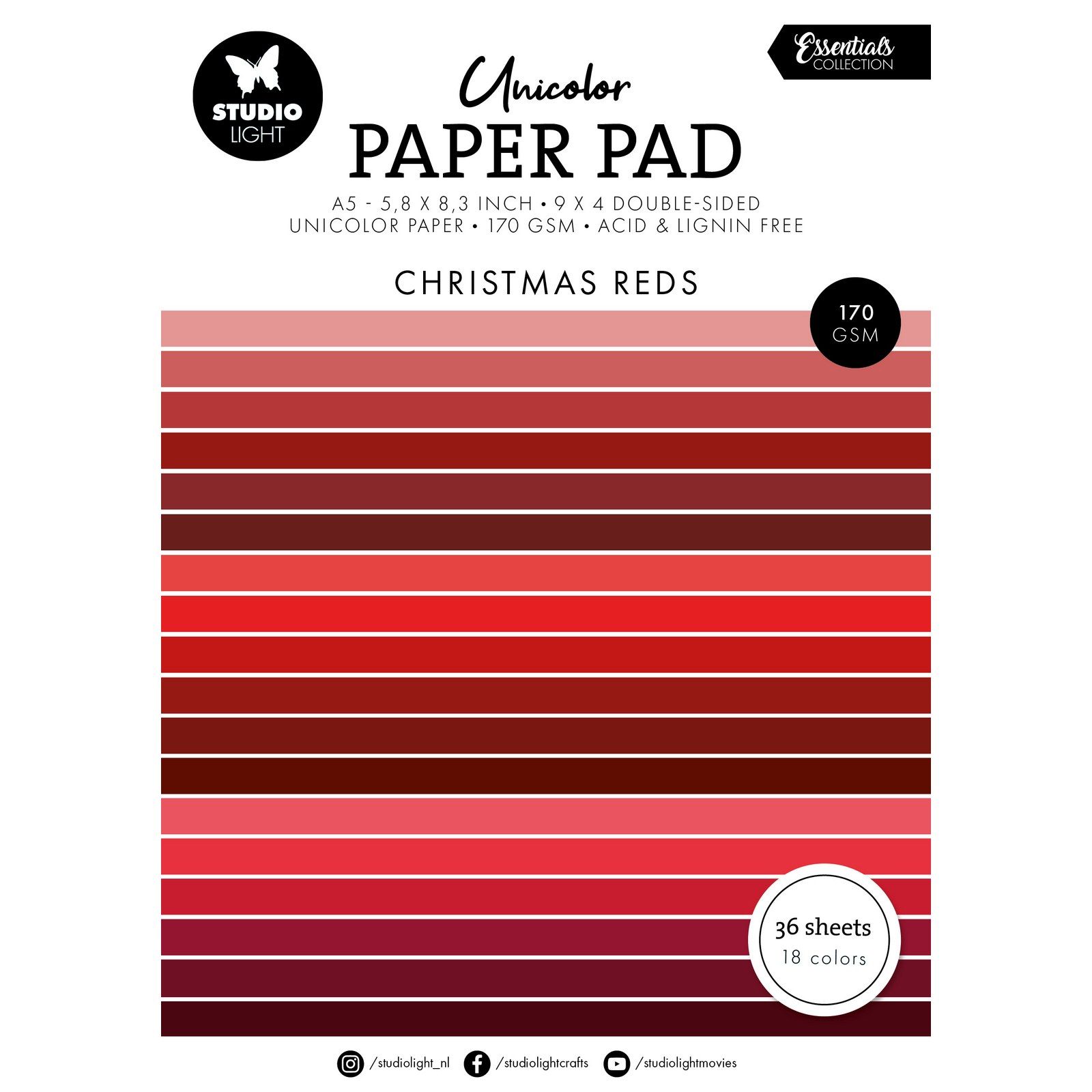 Studio Light • Essentials Unicolor Paper Pad Christmas Reds