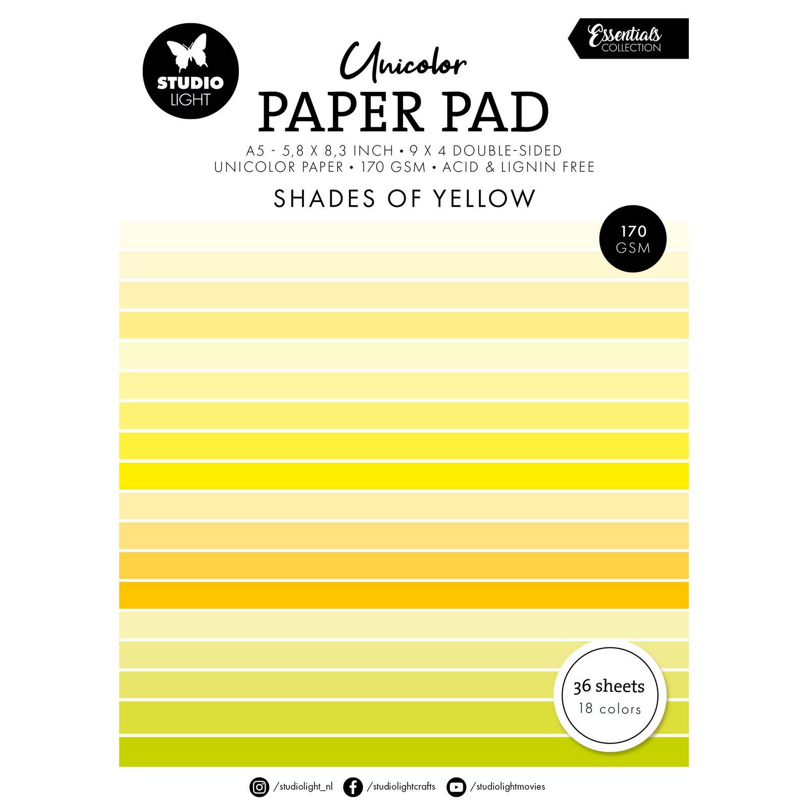 Studio Light • Essentials Unicolor Paper Pad Shades of Yellow