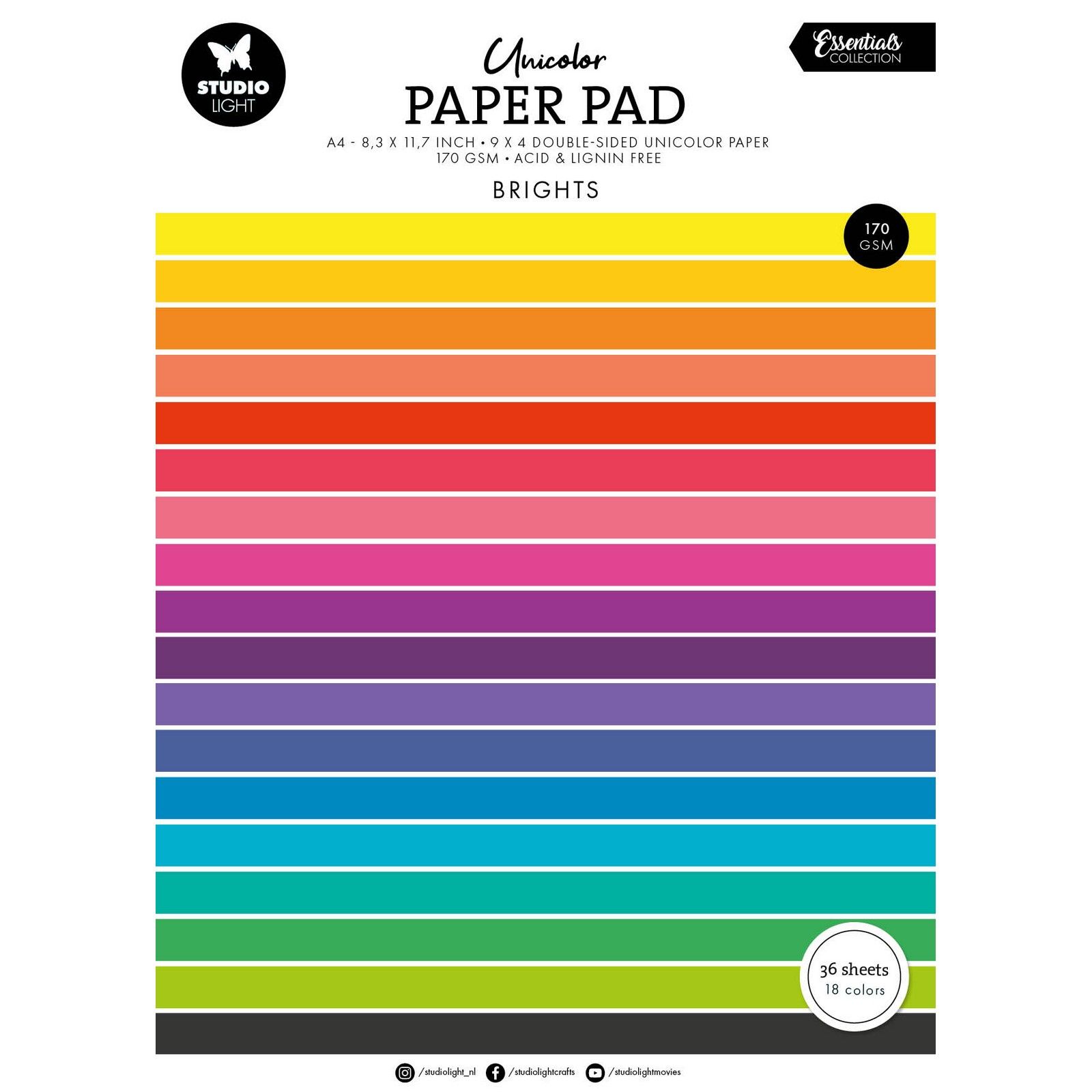 Studio Light • Essentials Unicolor Paper Pad Brights Tones