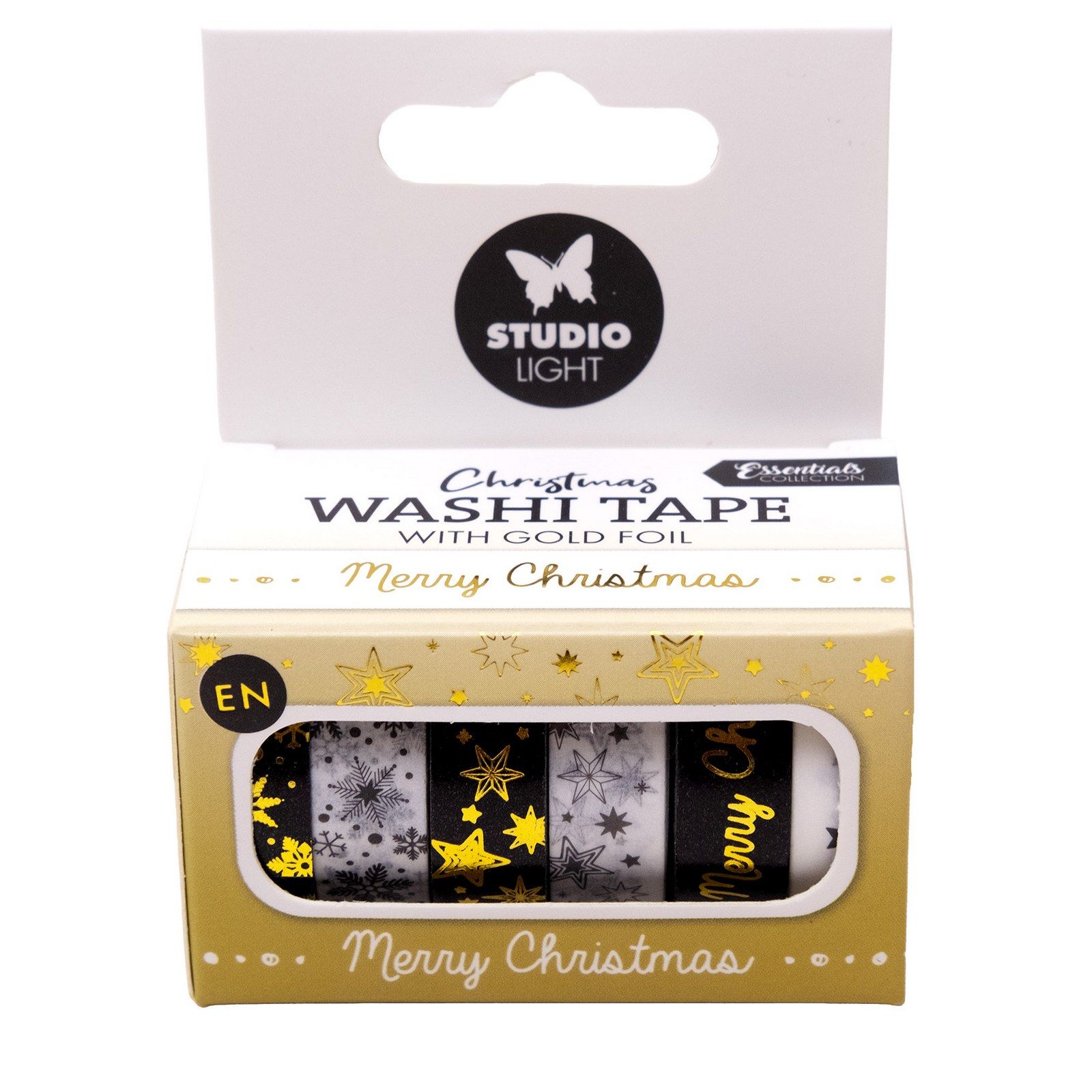 Studio Light • Essentials Washi Tape Black & White English Gold