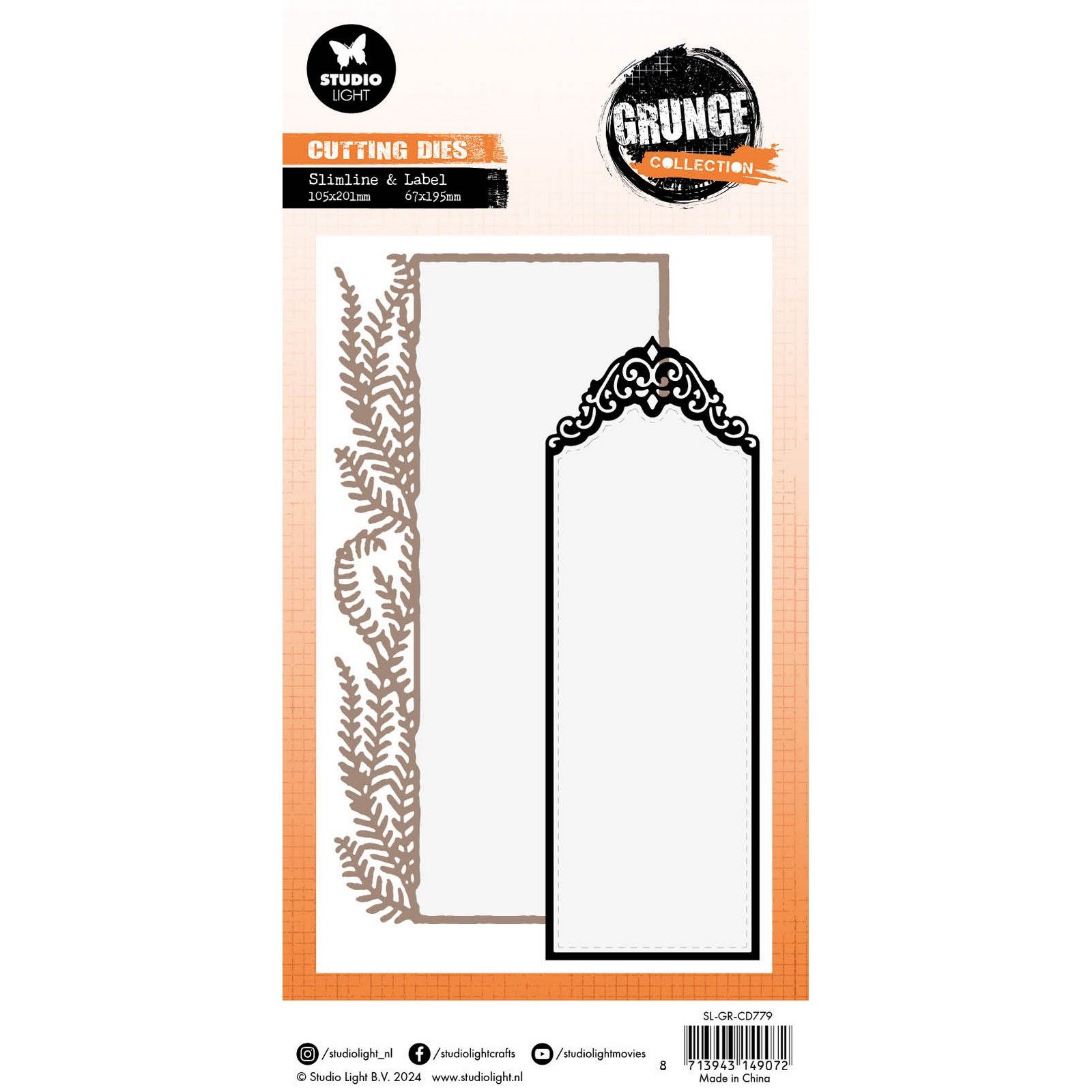 Studio Light • Grunge Collection Cutting Die Slimline & Label