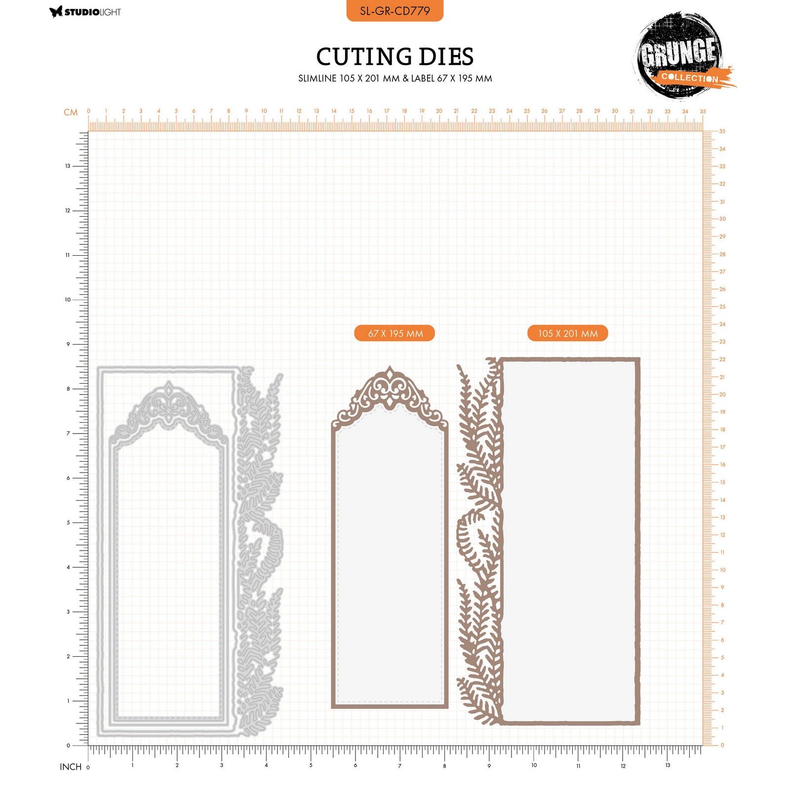 Studio Light • Grunge Collection Cutting Die Slimline & Label