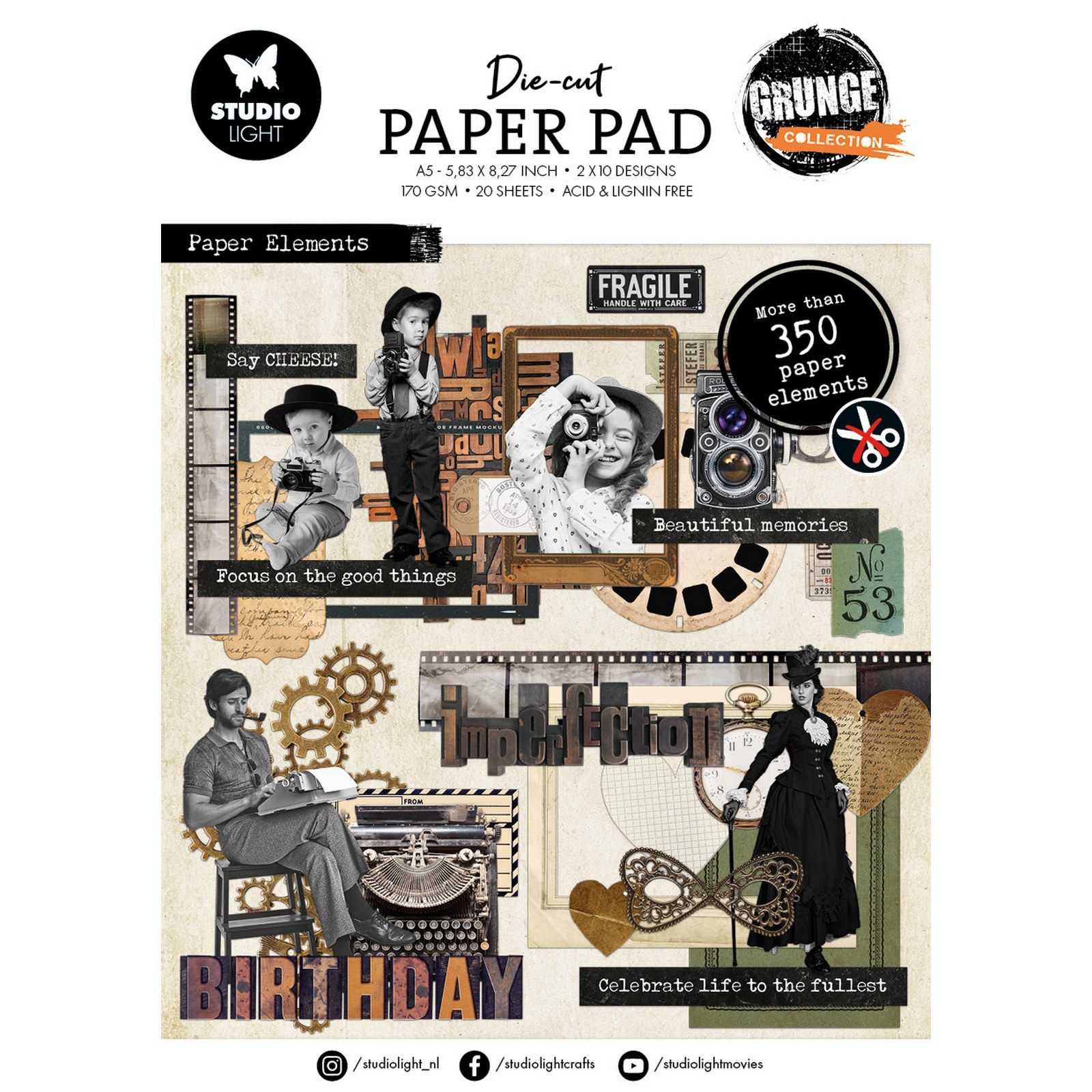 Studio Light • Grunge Collection Design Paper Pad Paper Elements