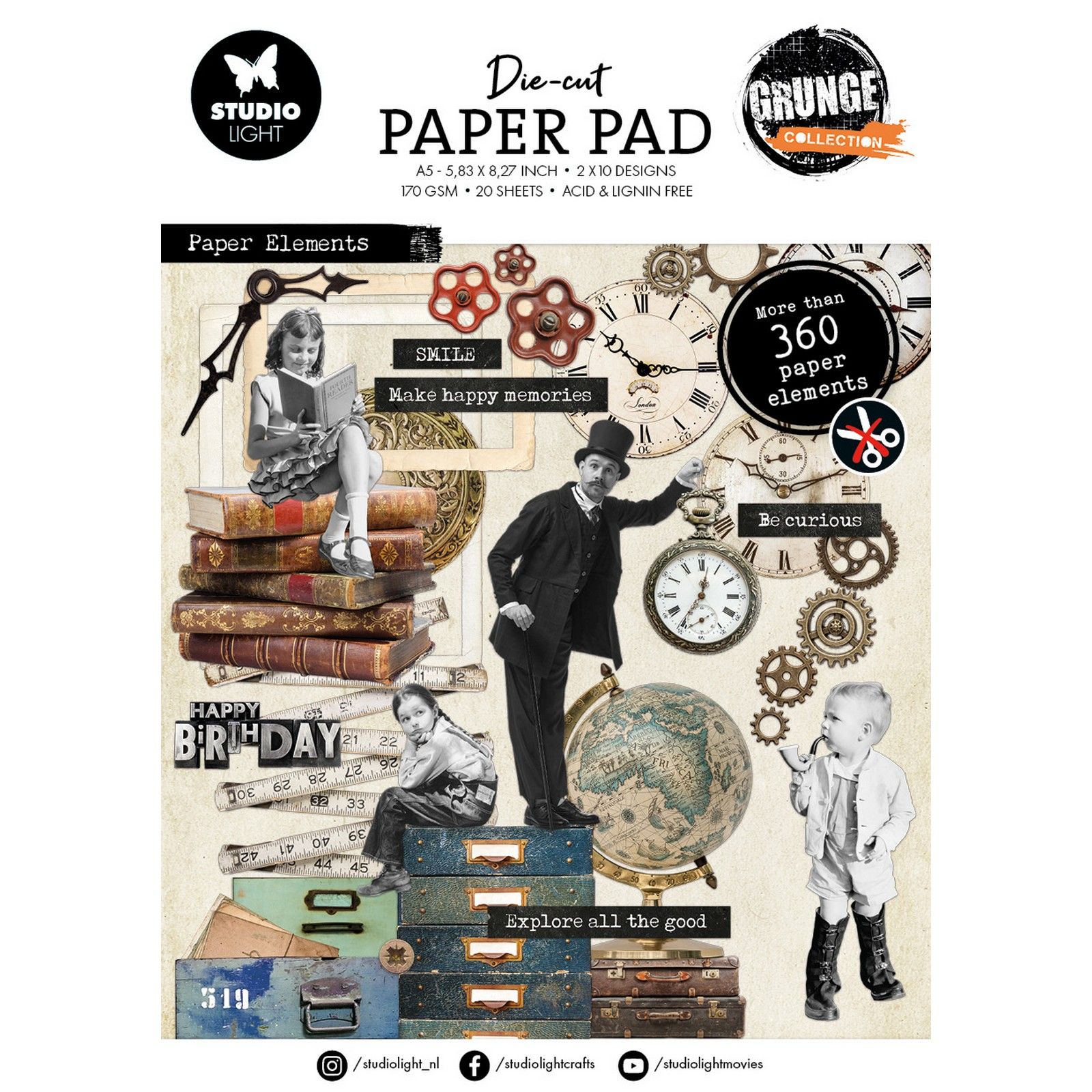 Studio Light • Grunge Collection Die-cut Paper Pad Paper Elements