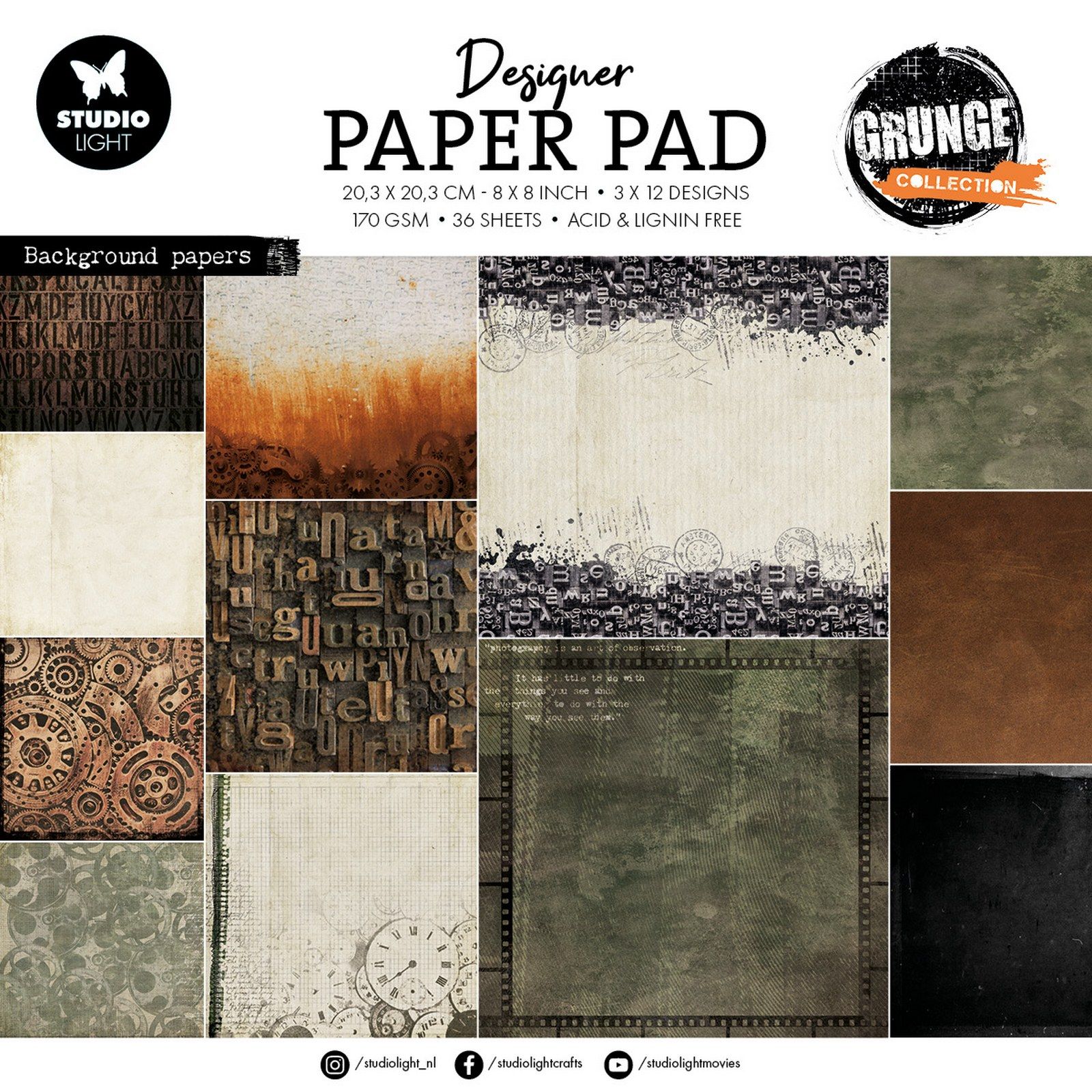 Studio Light • Grunge Collection Die-cut Paper Pad Background Papers
