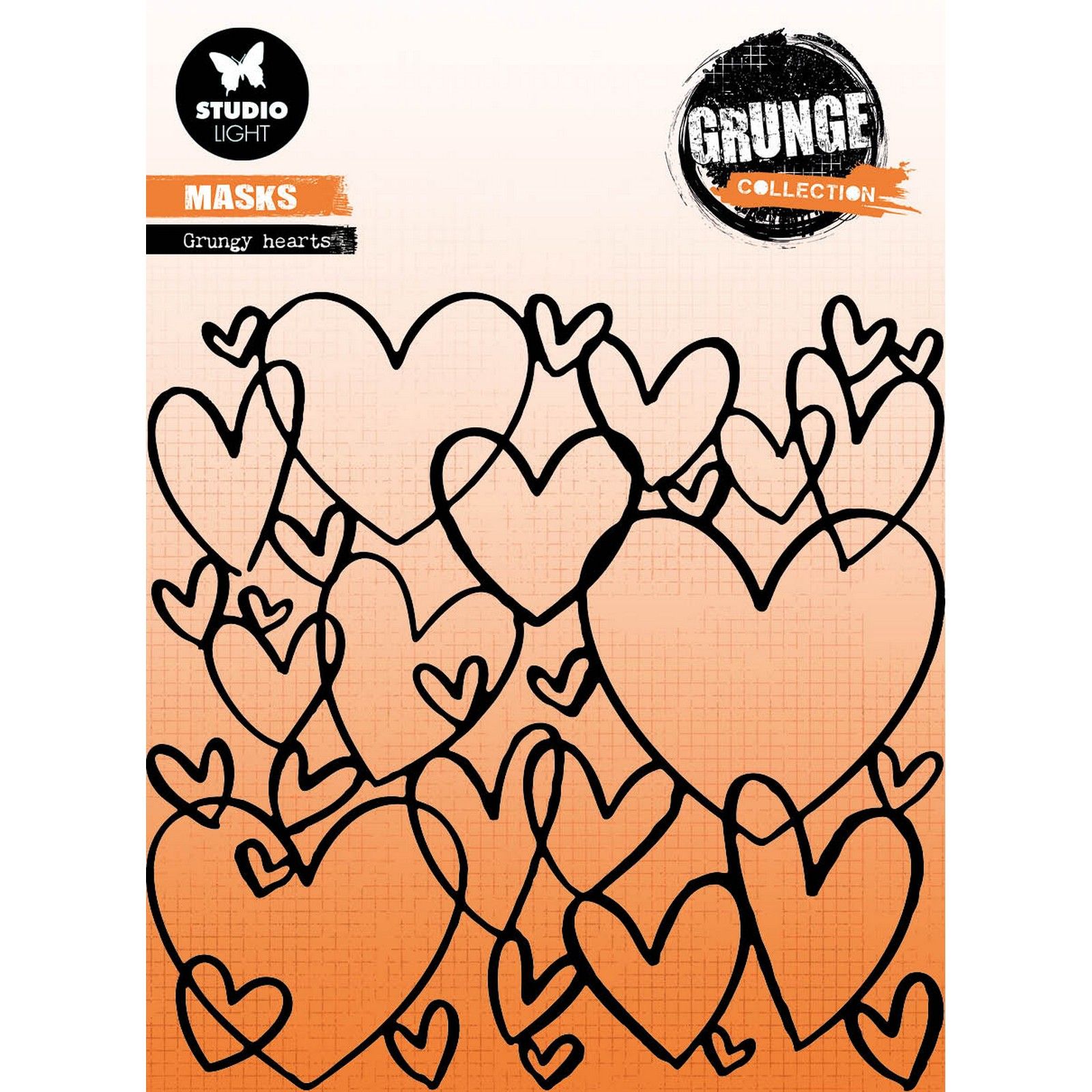 Studio Light • Grunge Collection Mask Stencil Grungy Hearts