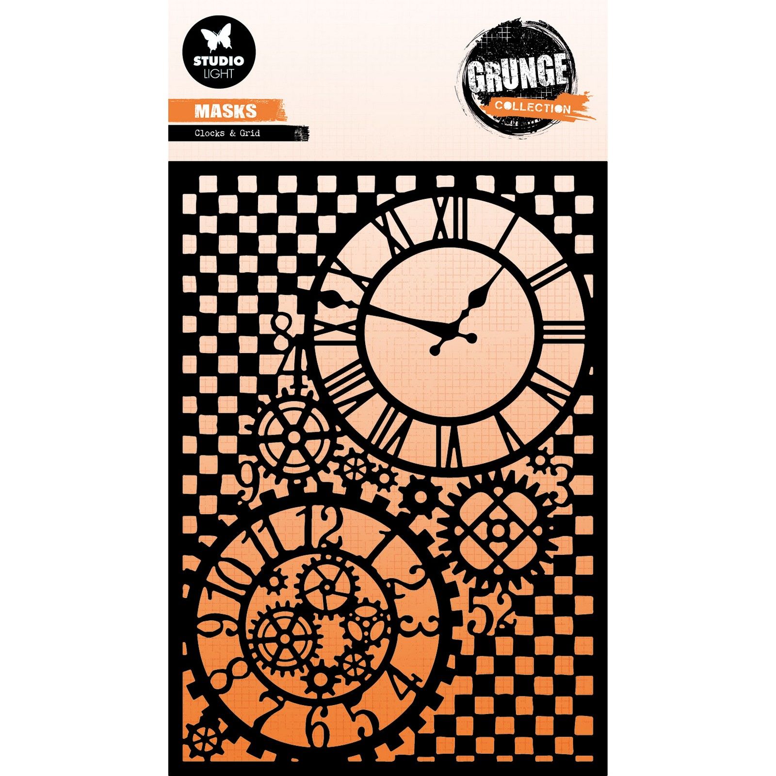 Studio Light • Grunge Collection Mask Stencil Clocks & Grid