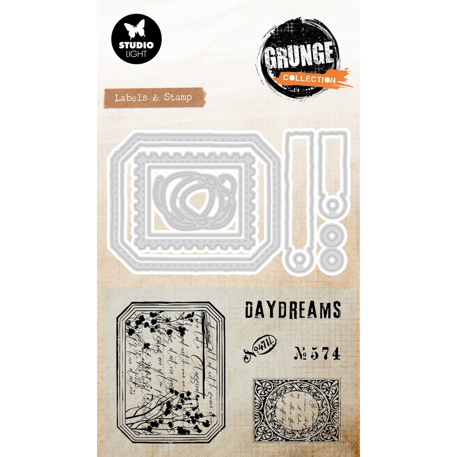 Studio Light • Grunge Collection Stamp & Cutting Dies Label & Stamp