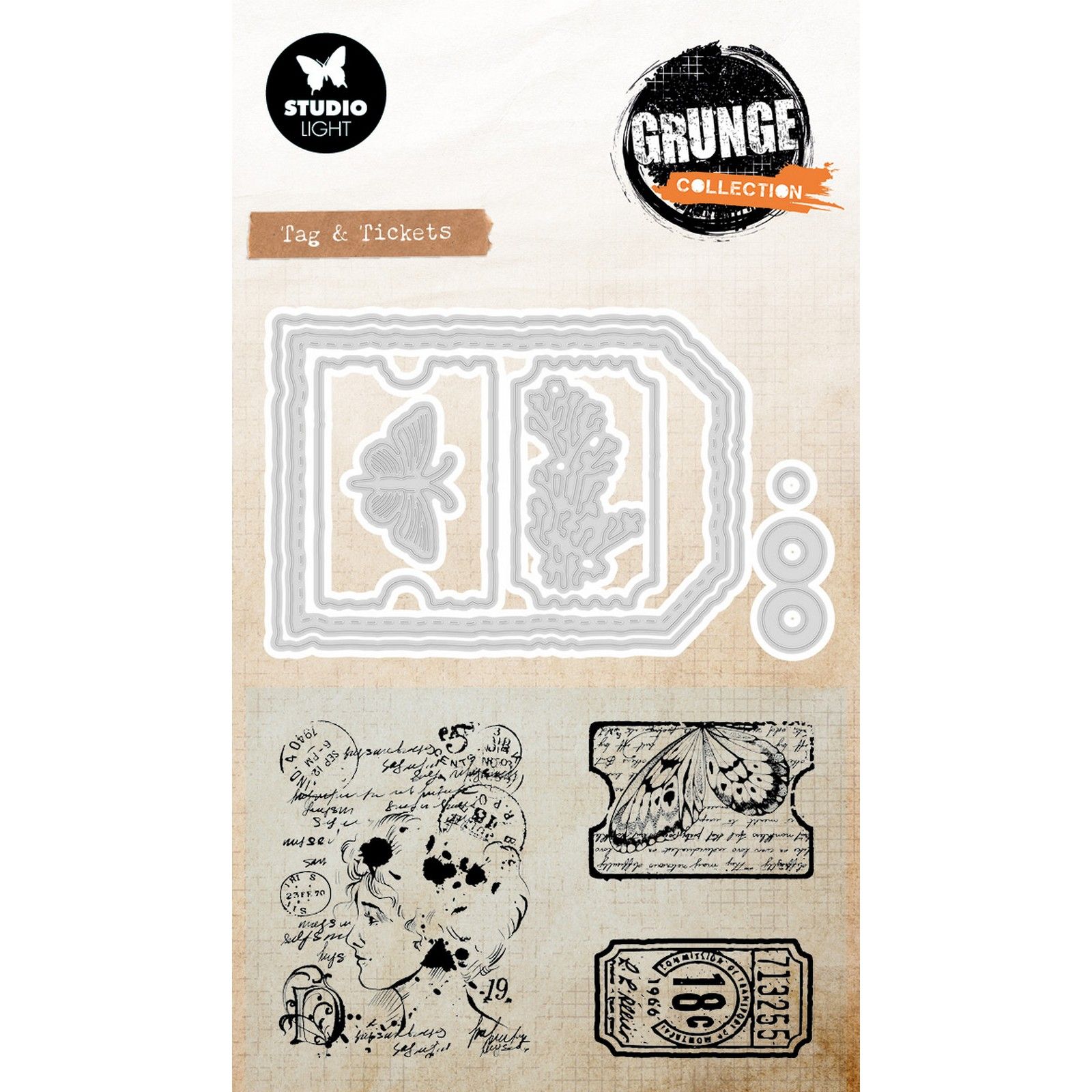 Studio Light • Grunge Collection Stamp & Cutting Dies Tag & Tickets