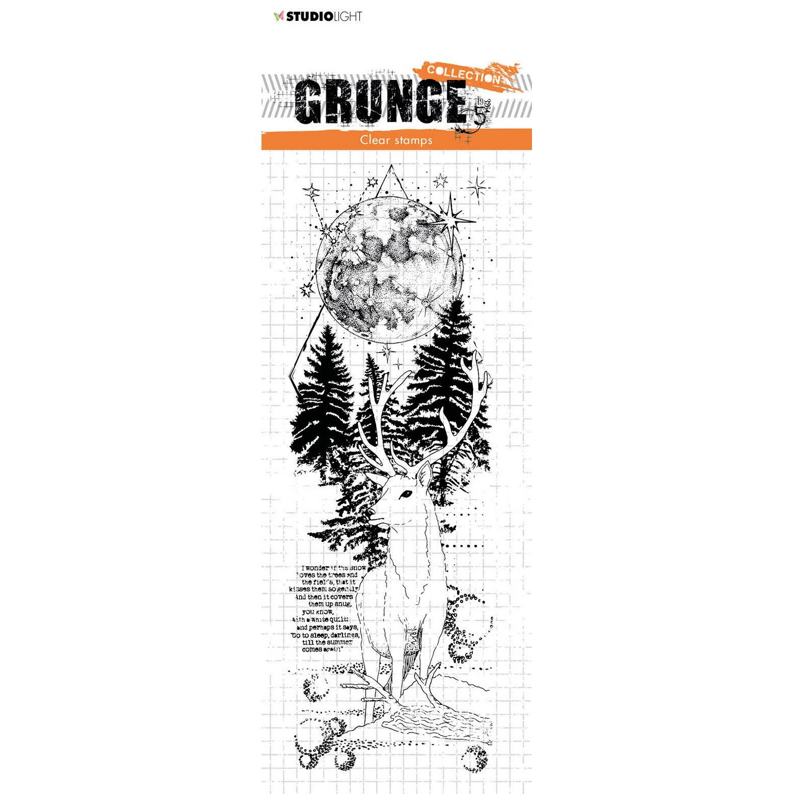 Studio Light • Grunge clear stamp Deer in Full moon nr.101