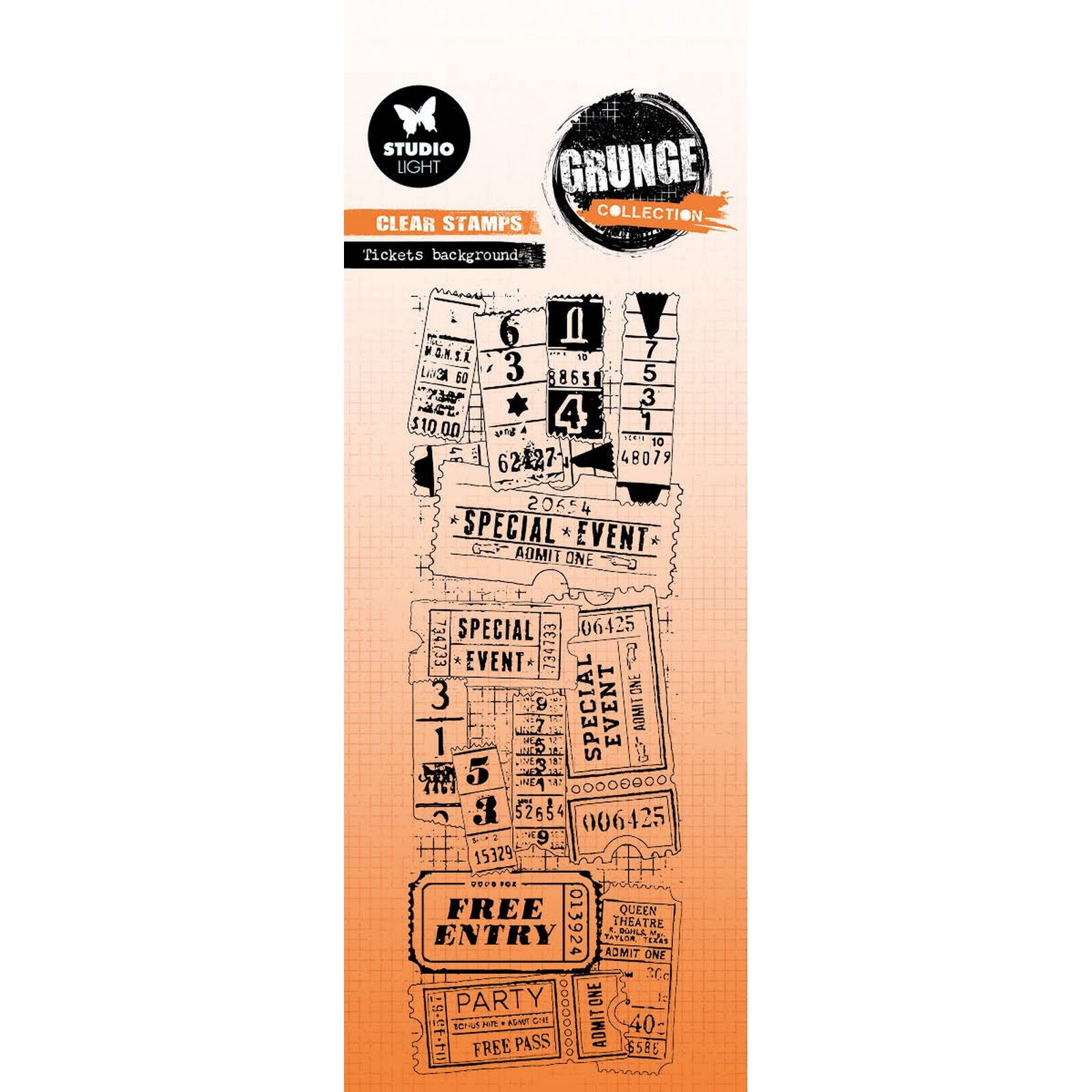 Studio Light • Grunge Collection Clear Stamp Tickets Background