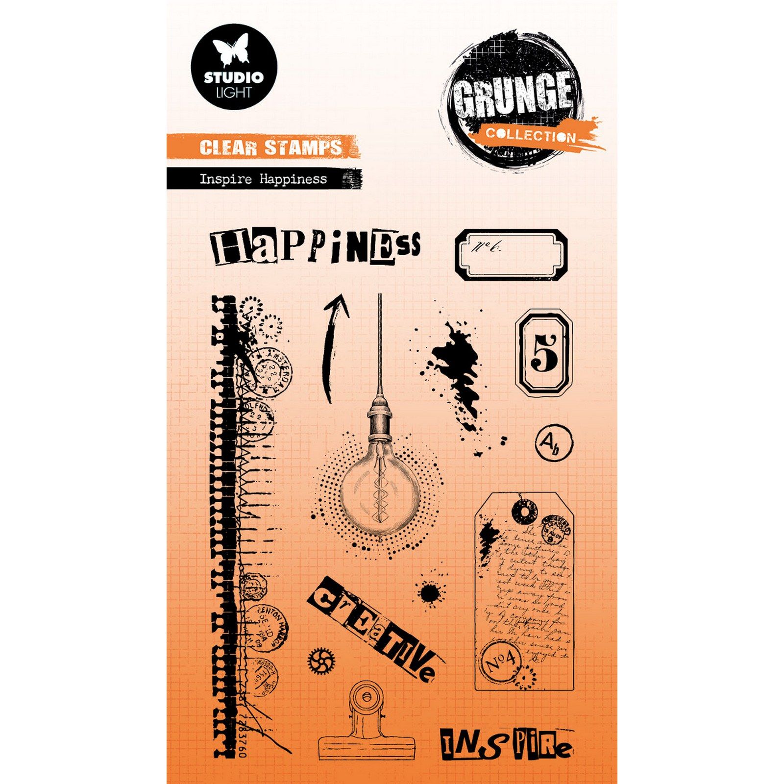 Studio Light • Grunge Collection Clear Stamp Inspire Happiness