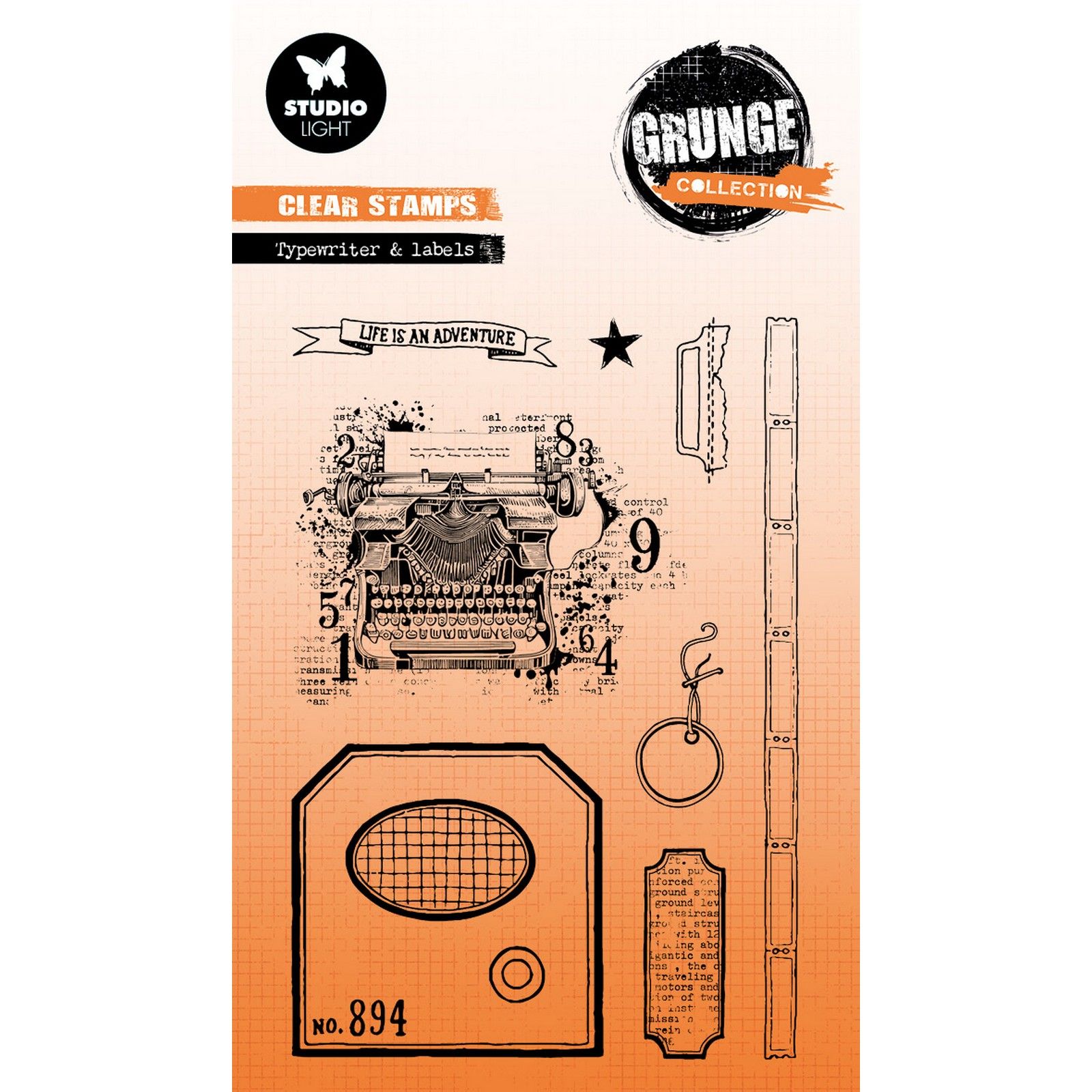 Studio Light • Grunge Collection Clear Stamp Typewriter & Labels