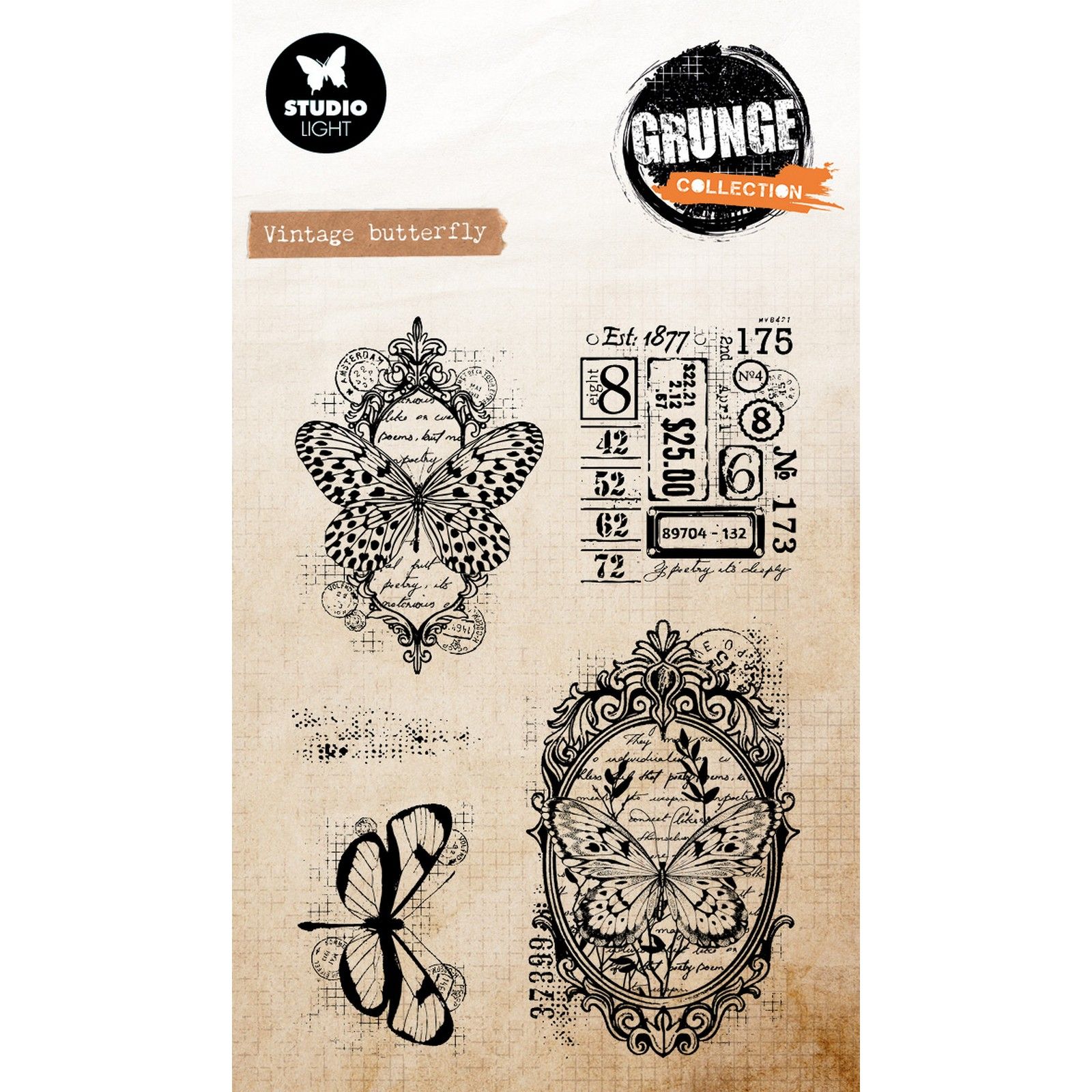 Studio Light • Grunge Collection Clear Stamp Vintage Butterfly