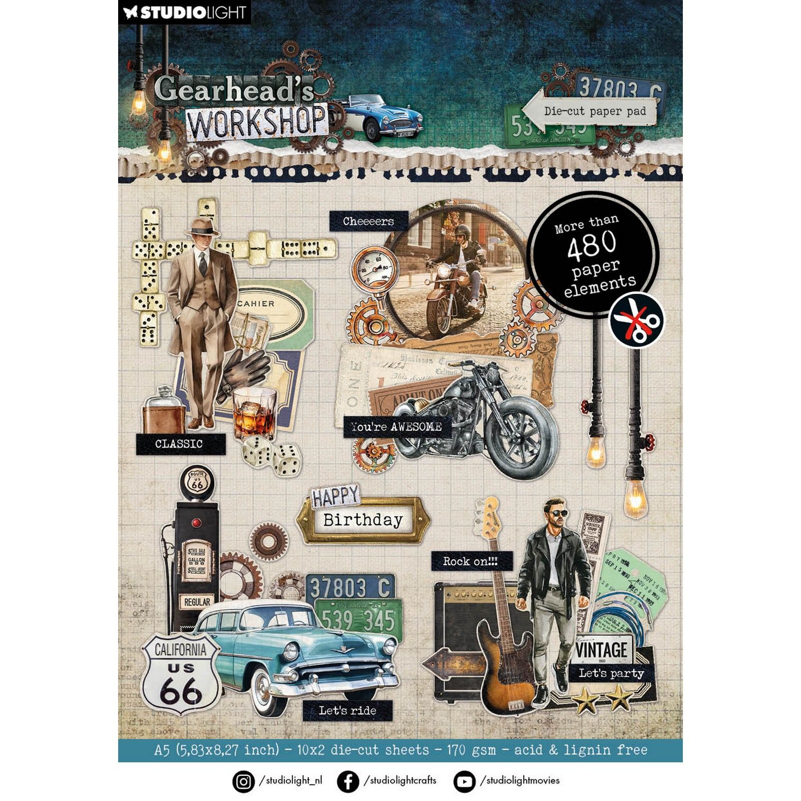 Studio Light • Gearhead's Workshop Die-cut Paper Pad Die-cut elements