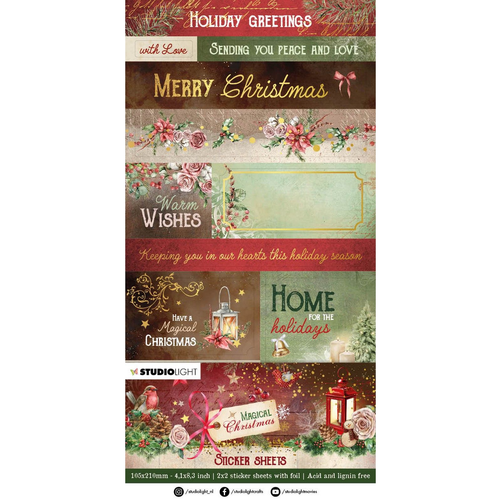 Studio Light • Magical Christmas Sticker Sheets 2x2 