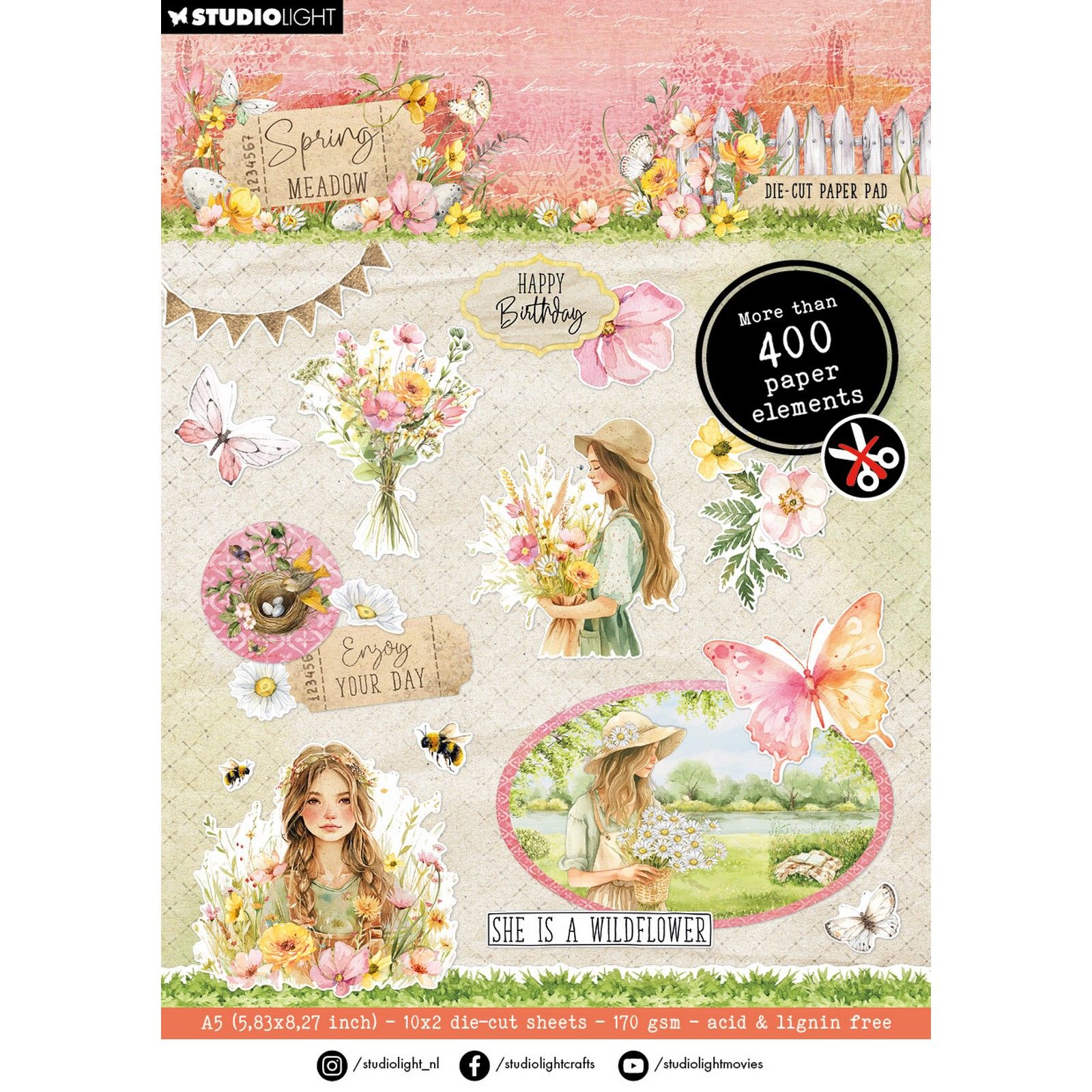 Studio Light • Spring Meadow Die-cut Paper Pad Paper elements