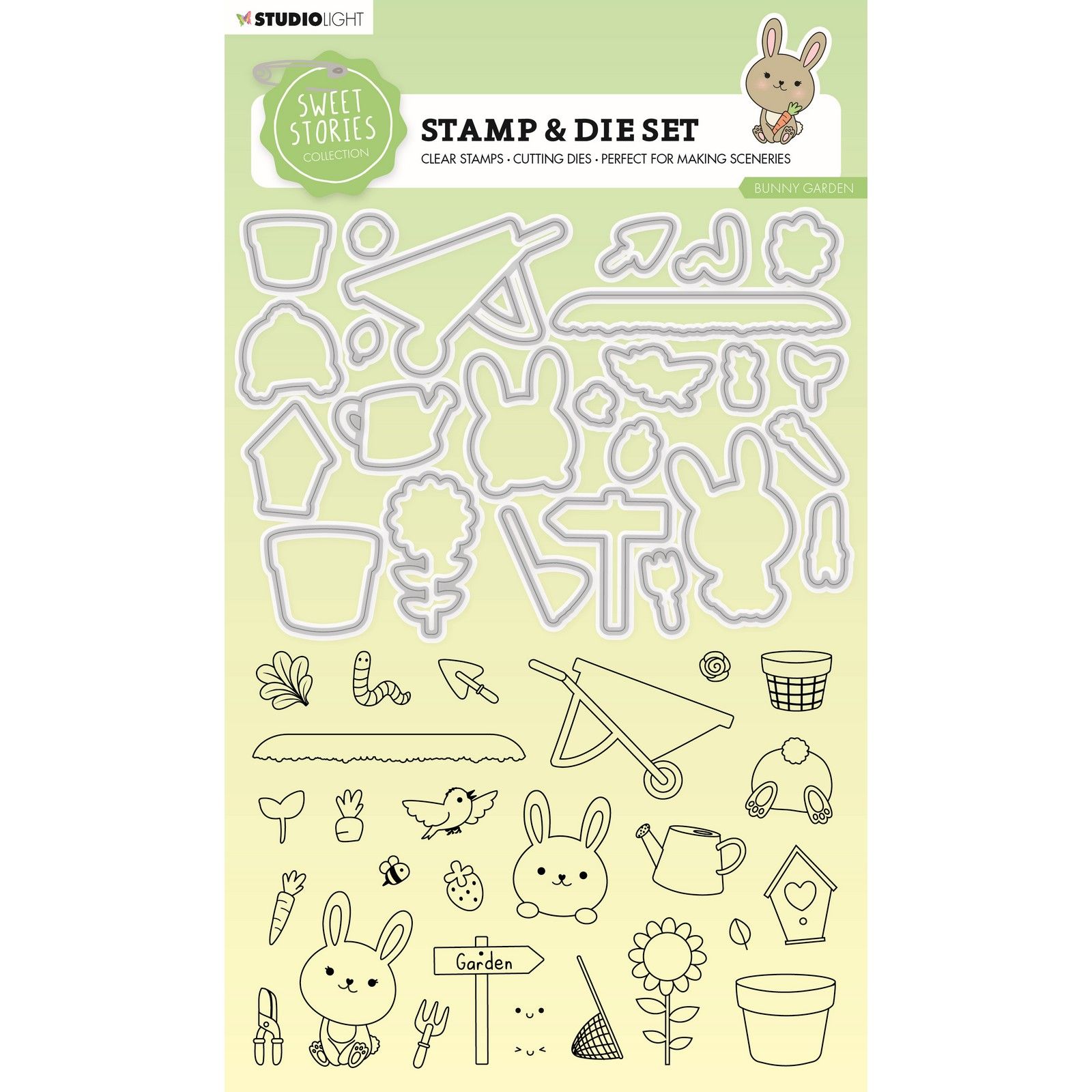 Studio Light • Sweet Stories Stamp & Cutting Die Bunny Garden