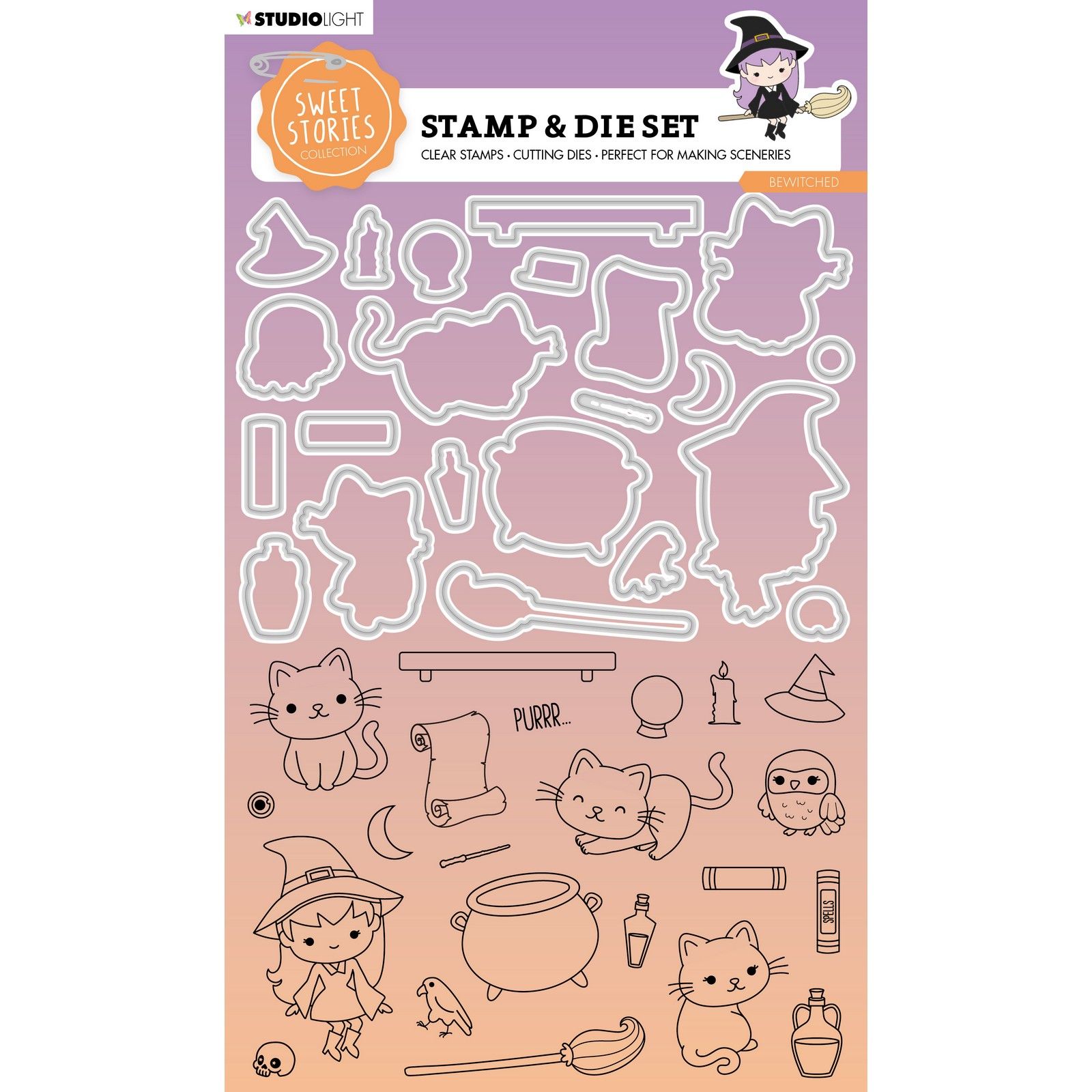 Studio Light • Sweet Stories Stamp & Matrice de Découpe Bewitched