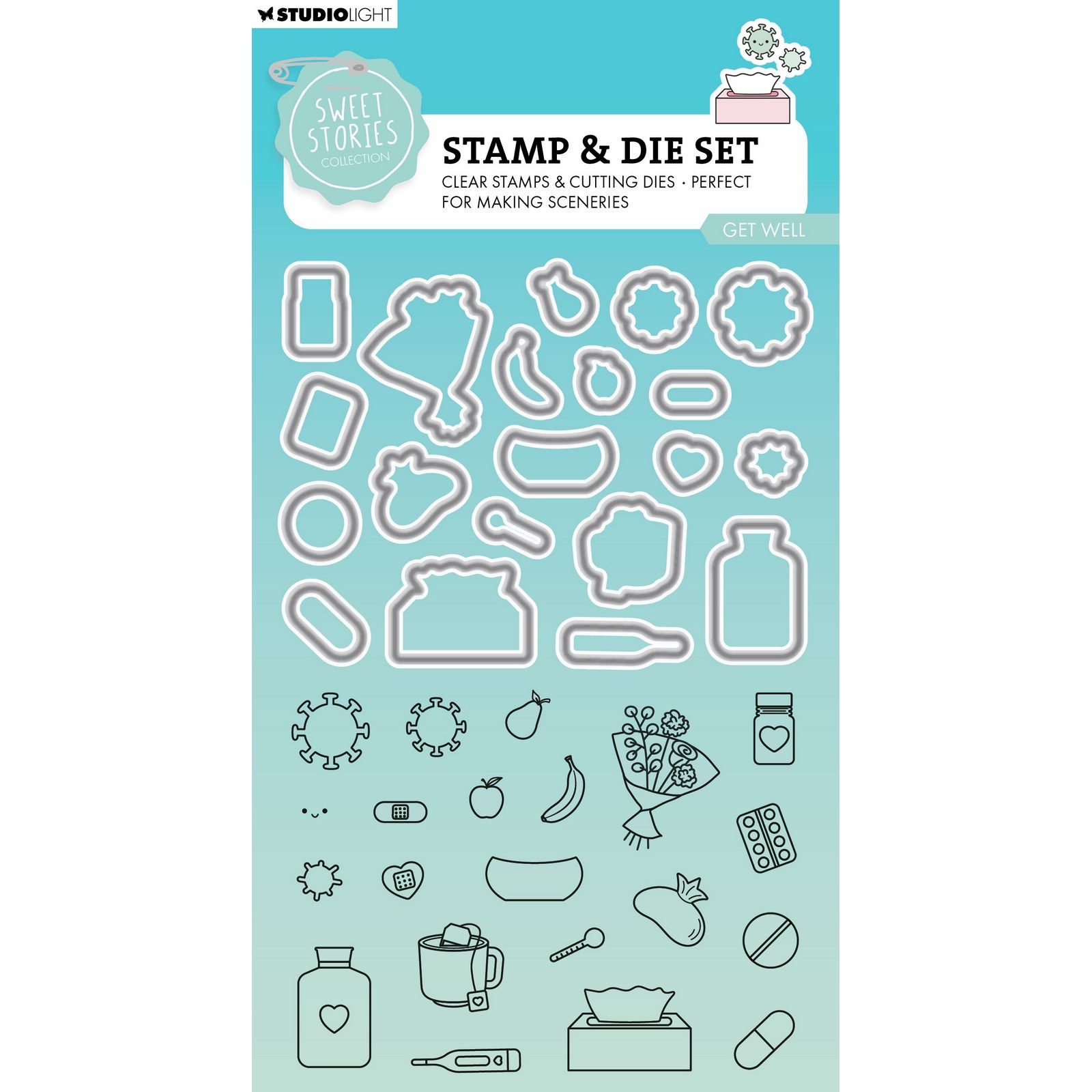 Studio Light • Sweet Stories Stamp & Cutting Die Get Well
