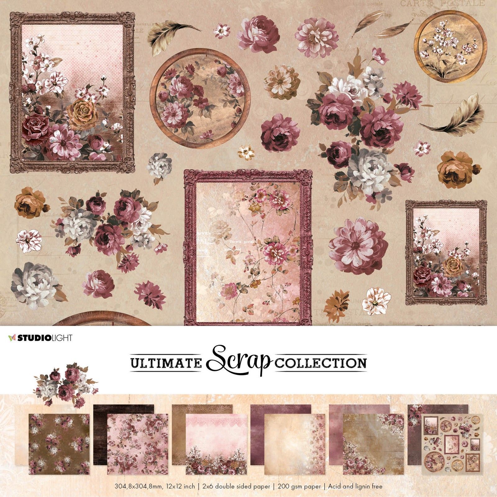 Studio Light • Ultimate Scrap Collection Paper Set Vintage Flowers & Wood