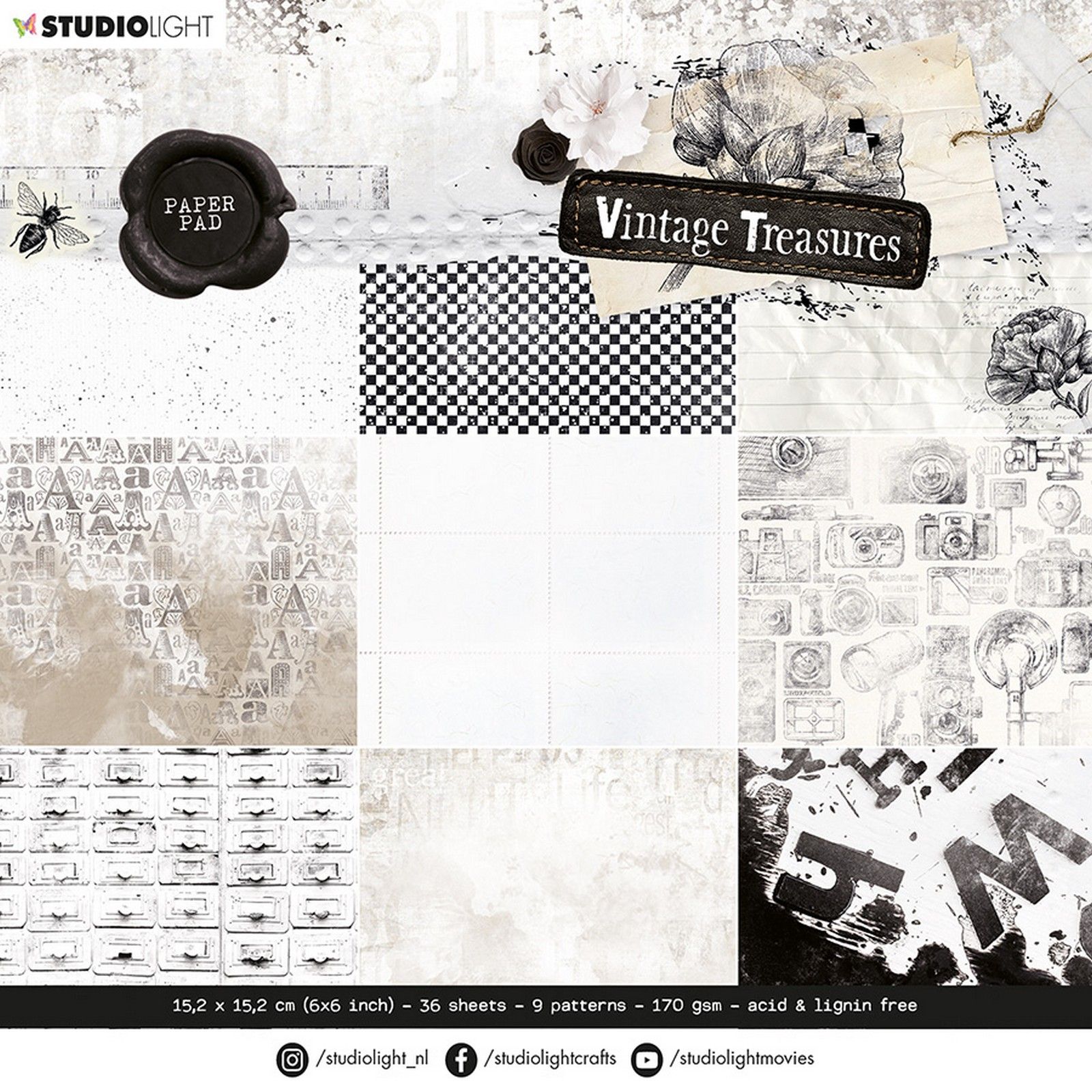 Studio Light • Vintage Treasures Paper pad 9 patterns