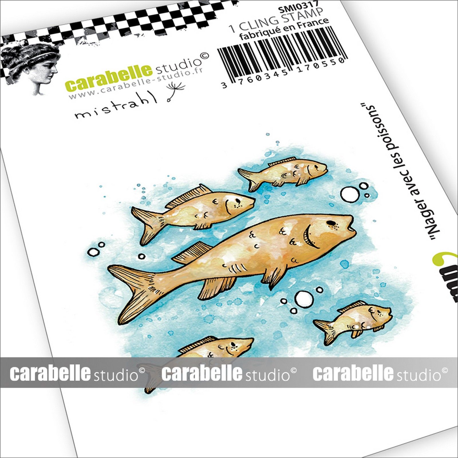 Carabelle Studio • Cling Stamps Small Nager avec les poissons