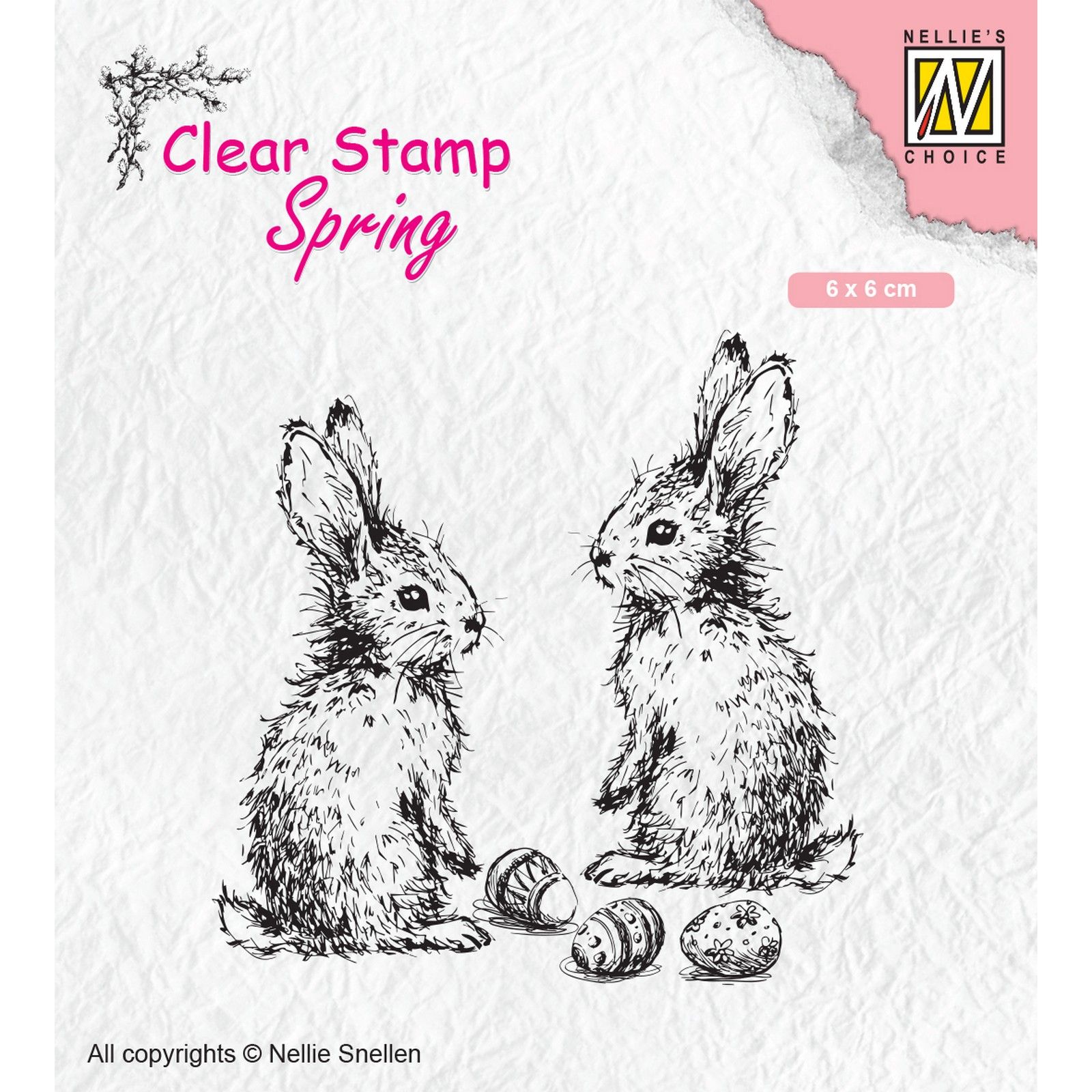 Nellie's Choice • Spring Clear Stamps Two Hares 60x60mm