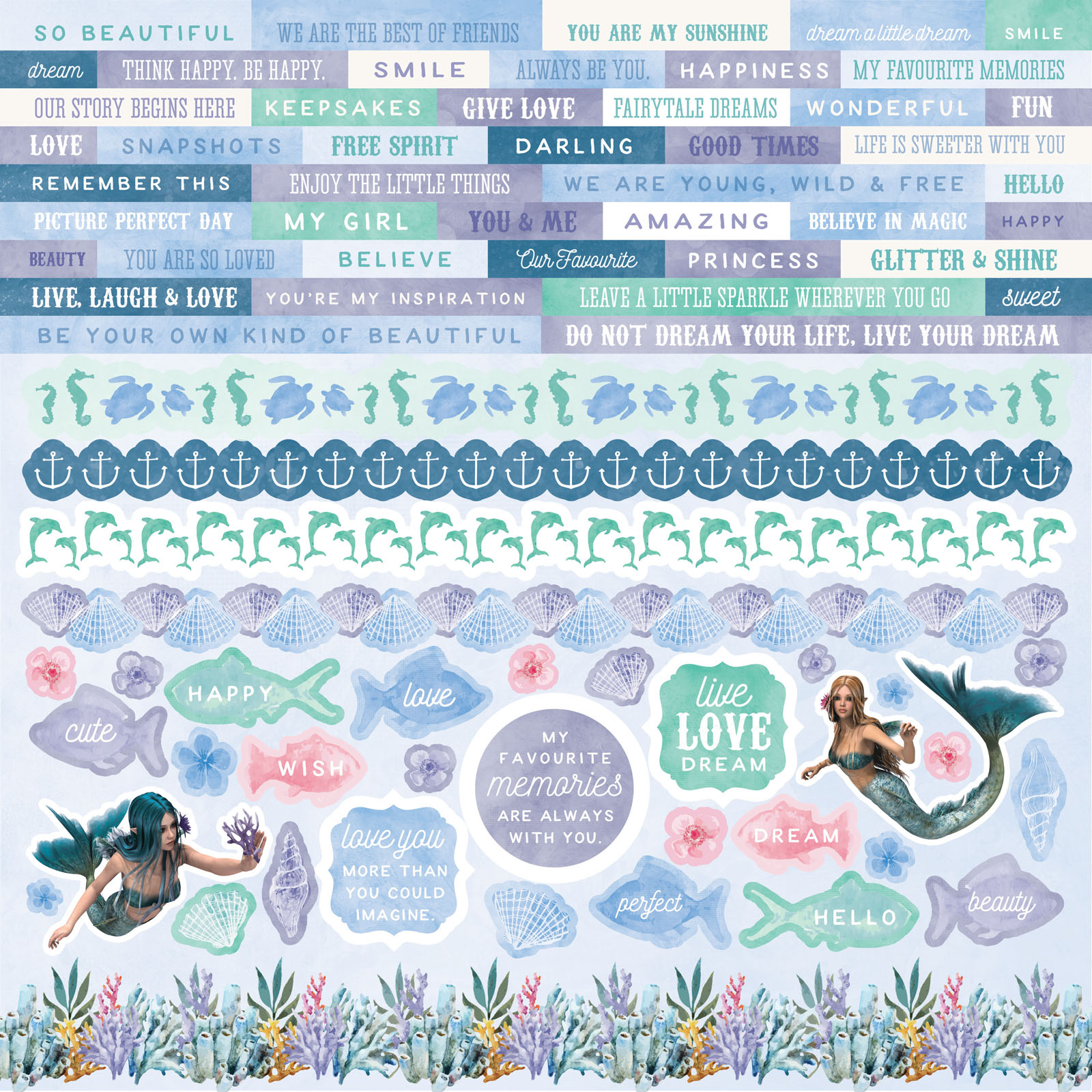 Kaisercraft • Sticker mermaid tails