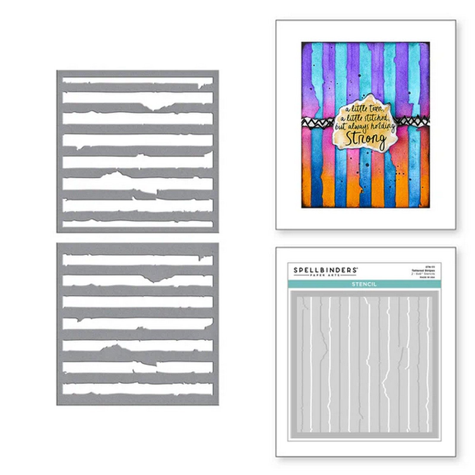 Spellbinders • Plantillas de Niveles Tattered Stripes 15x15cm Distressed 2uds