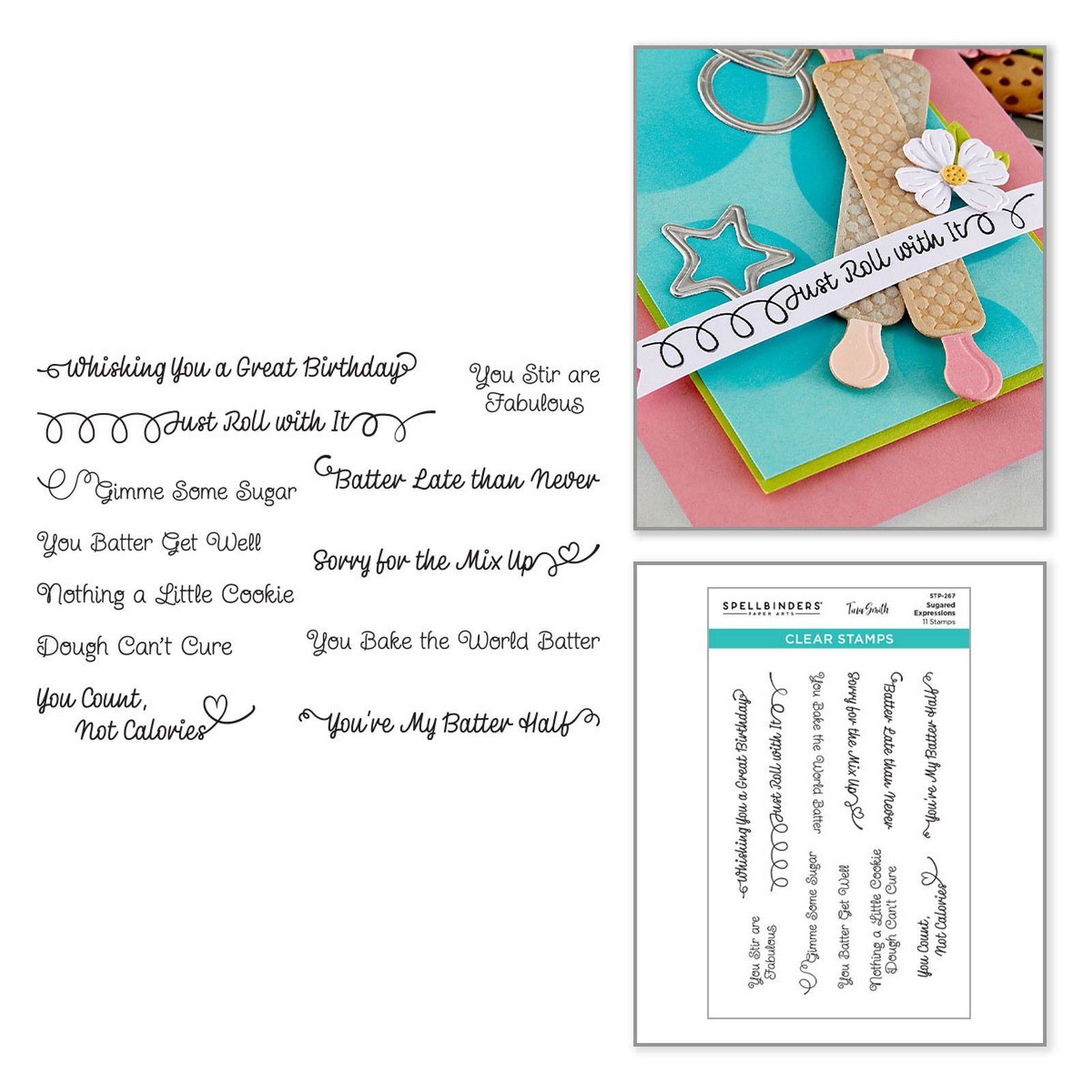 Spellbinders • Set de Sellos Transparentes Sugared Expressions 1,2-1,9x3,6-9,7cm 11uds