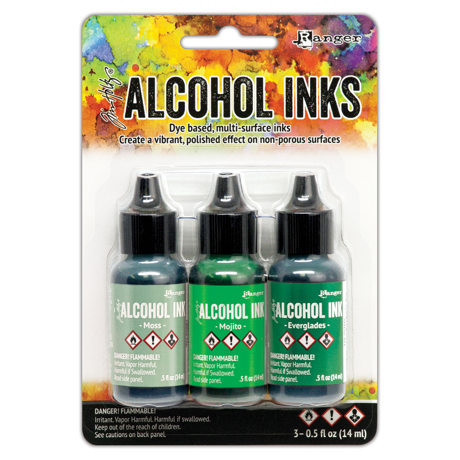 Ranger • Tim Holtz Alcohol Inks Moss, Mojito & Everglades 14ml