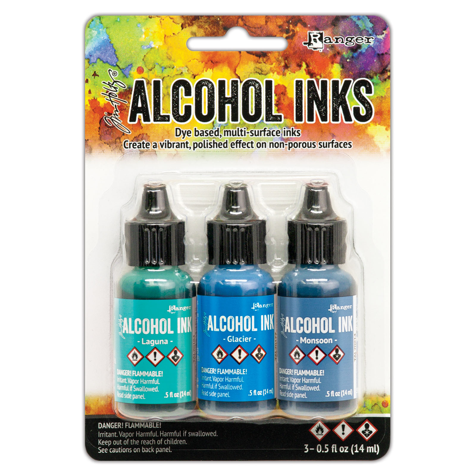 Ranger • Tim Holtz Alcohol Inks Laguna, Glacier & Monsoon 14ml