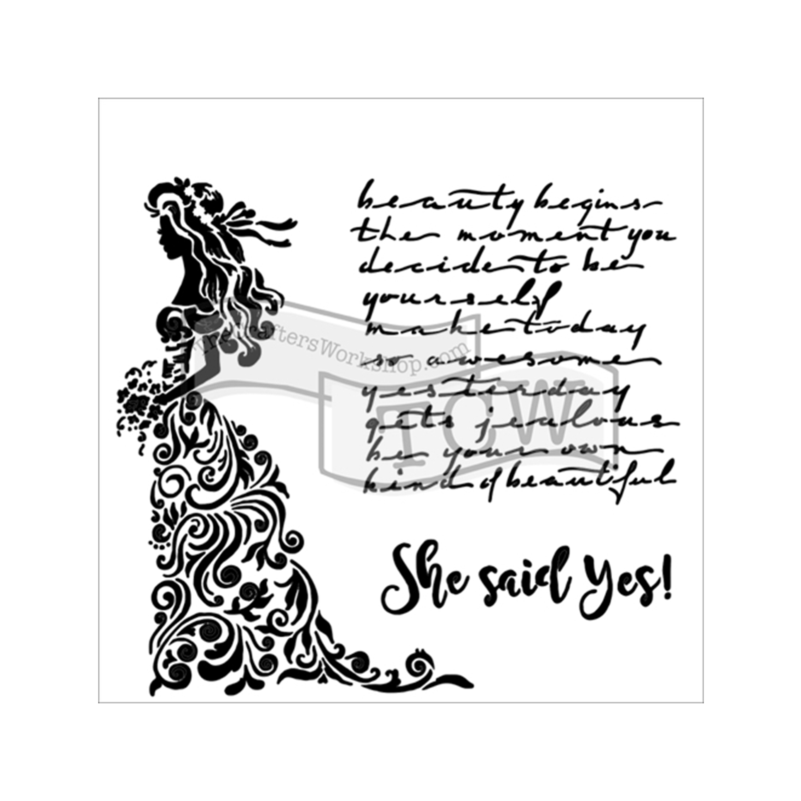 The Crafter's Workshop • Template 15x15cm She Said Yes