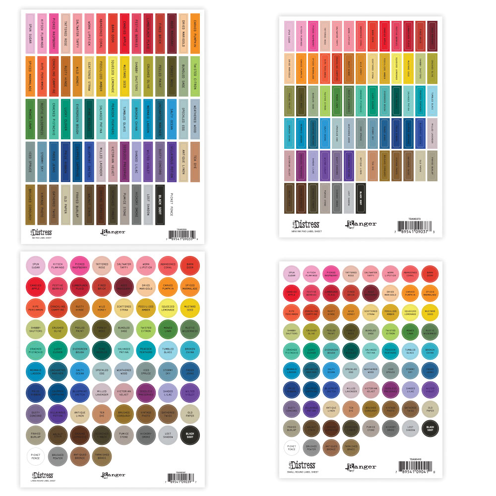Ranger • Tim Holtz Distress Label Assortment Sheets Black Small & Large Round Labels