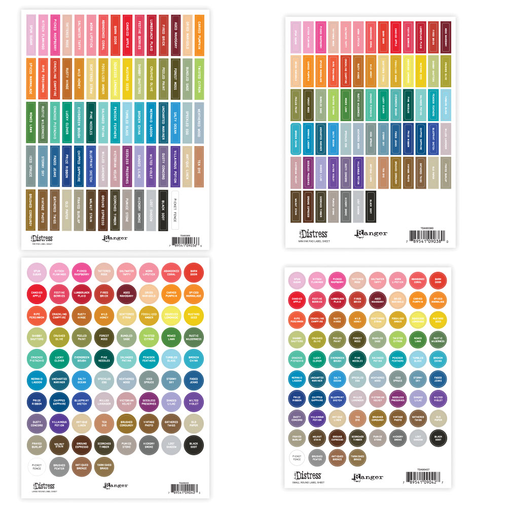 Ranger • Tim Holtz Distress Label Assortment Sheets White Small & Large Round Labels