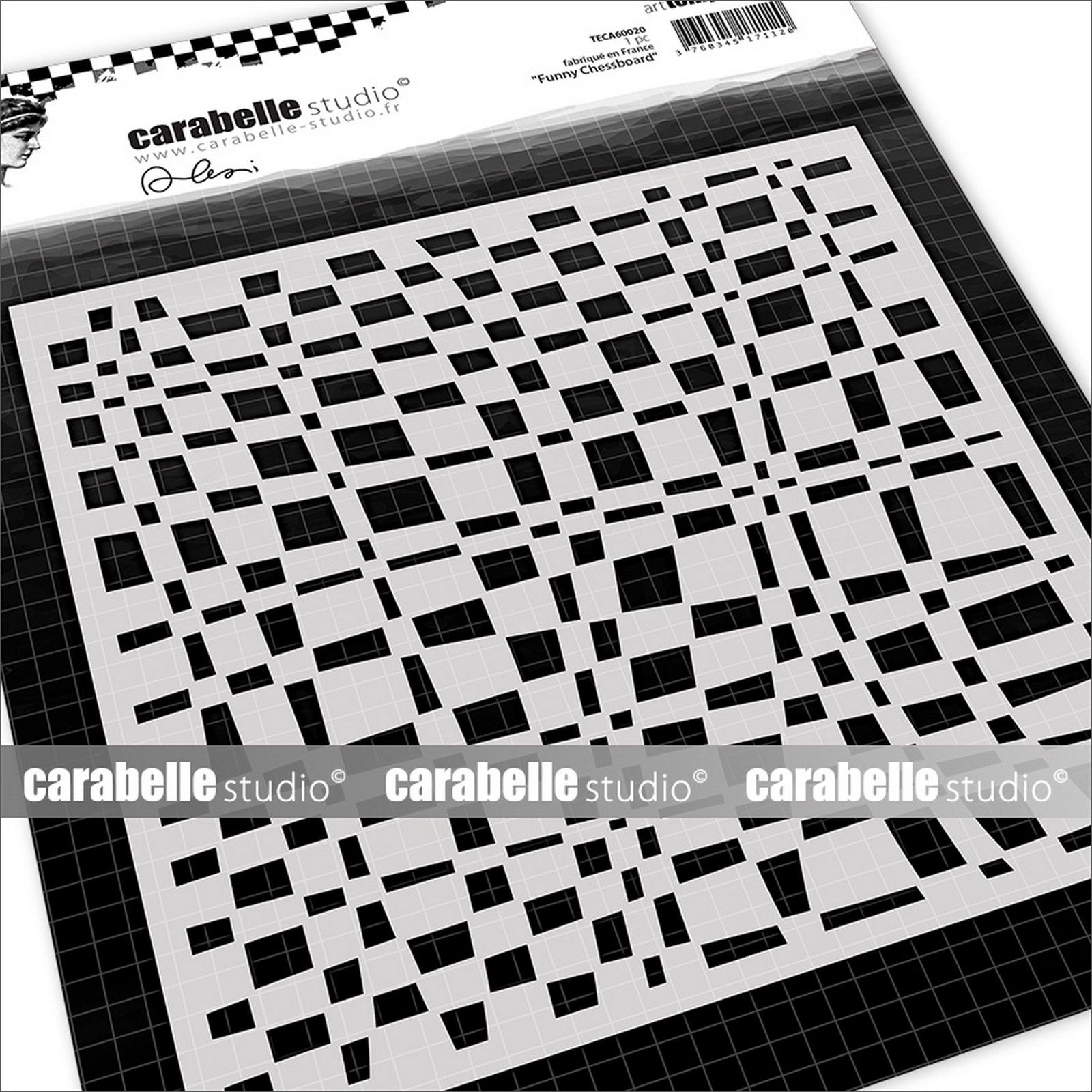 Carabelle Studio • Stencil Funny Chessboard by Alexi