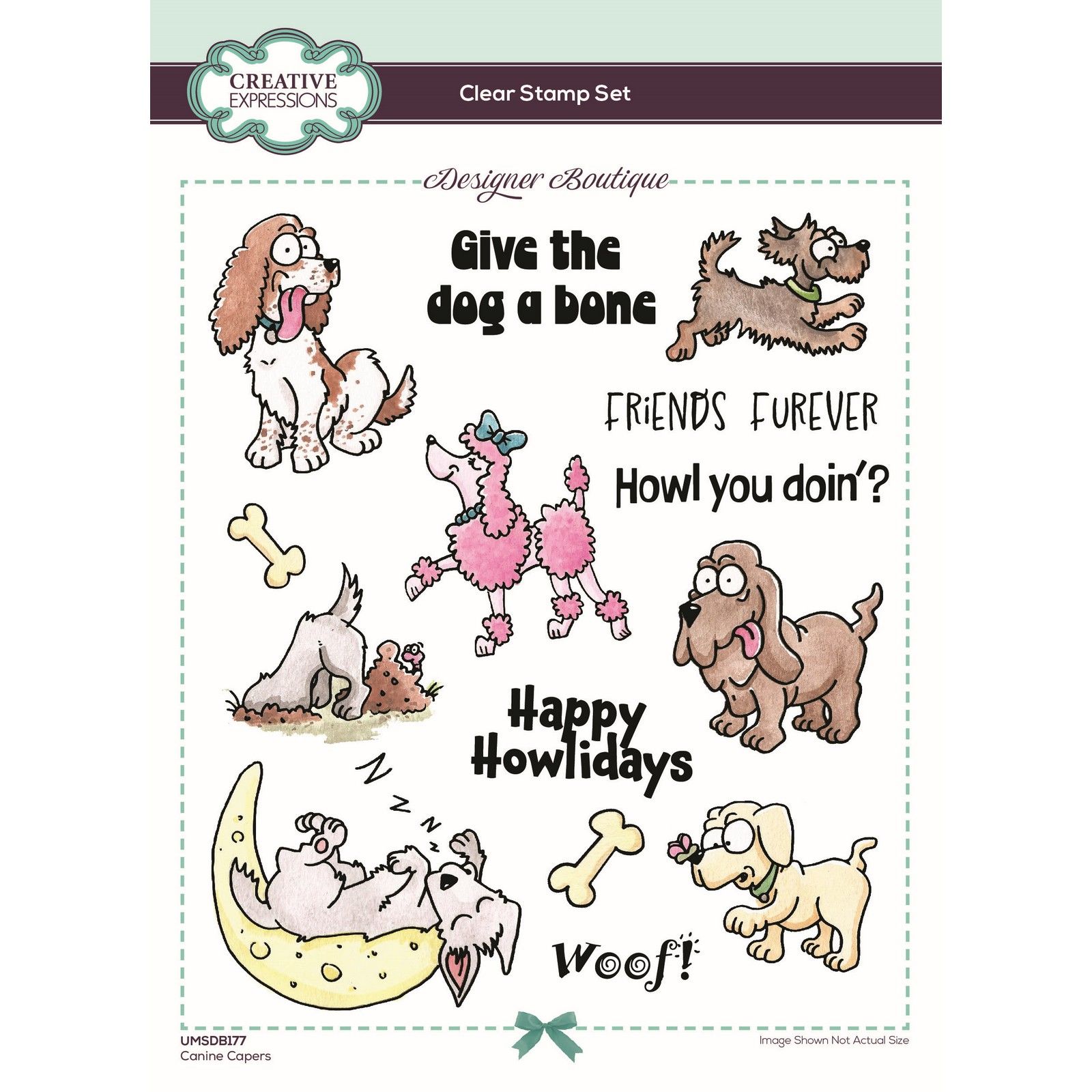 Creative Expressions • Designer Boutique Collection Canine Capers 6 in x 8 in Clear Stamp Set