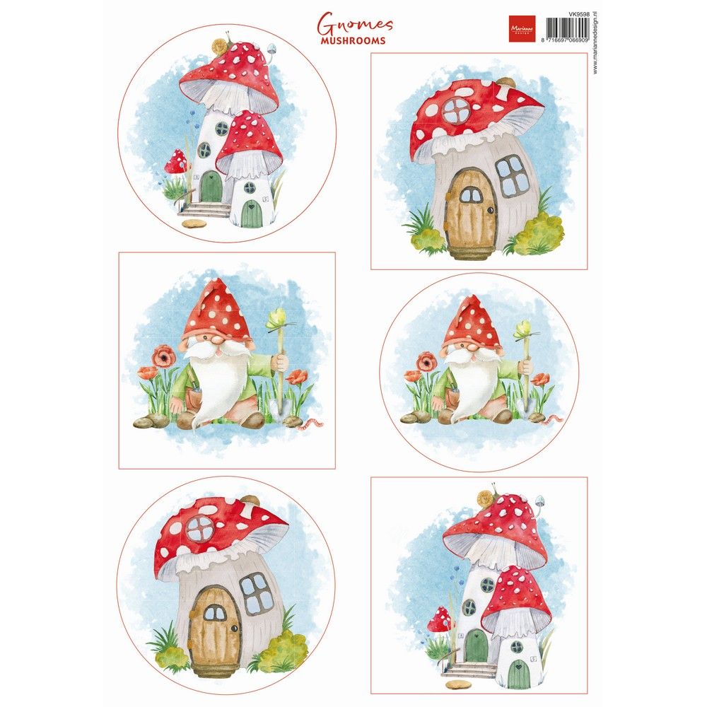 Marianne Design • Foglio di taglio Gnomes Mushrooms