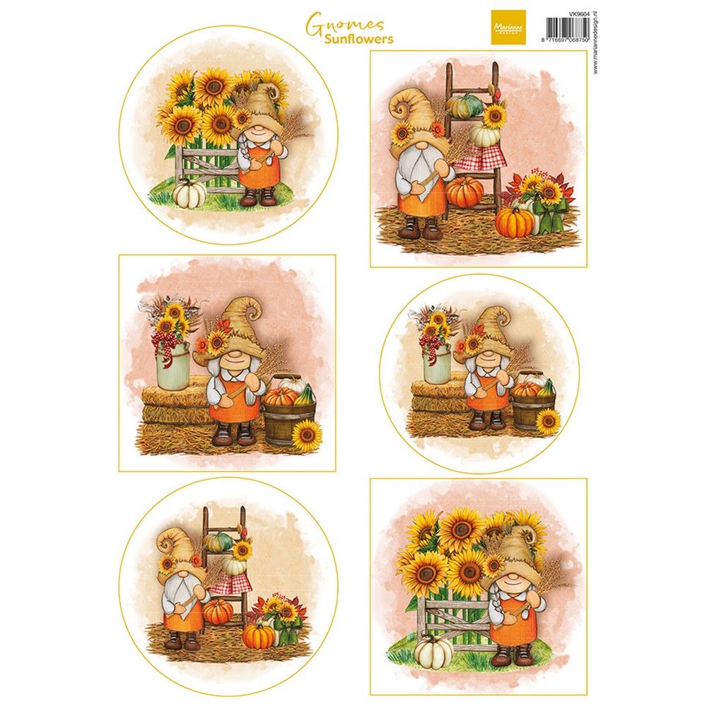 Marianne Design • Foglio di taglio Gnomes Sunflowers