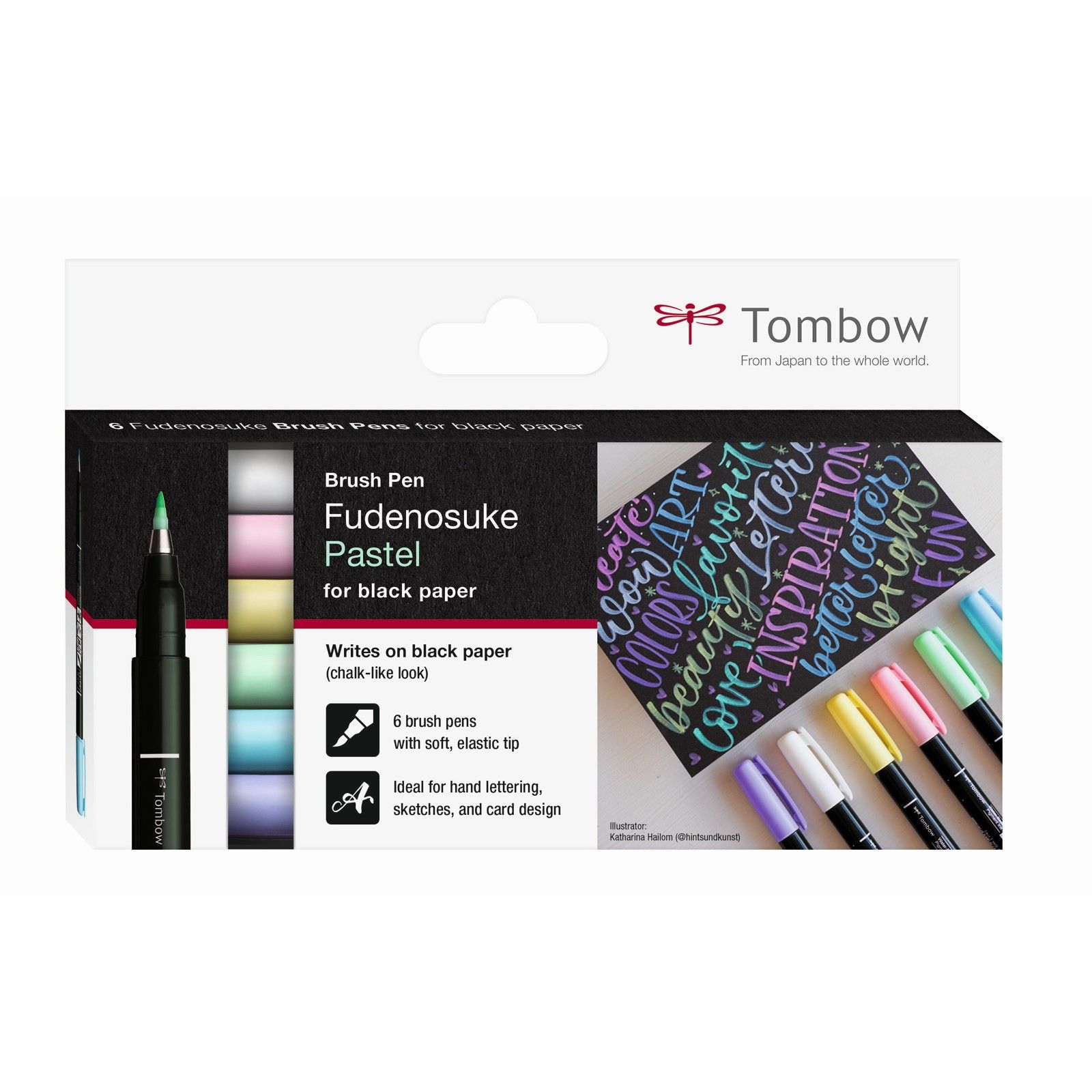 Tombow • Brush Pen Fudenosuke pastel for Black paper 6x