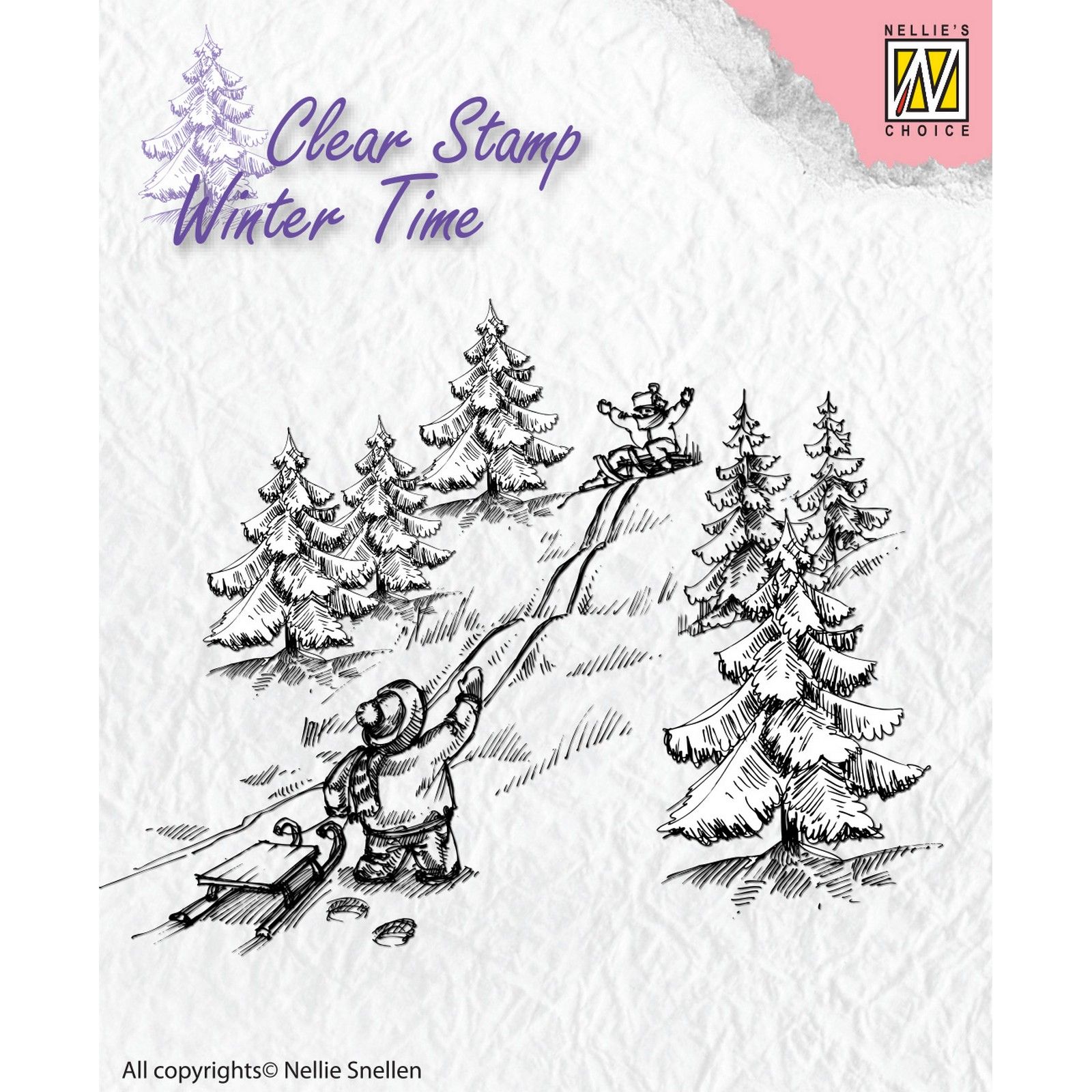 Nellie's Choice • Winter Time Clear Stamps Sledge Fun