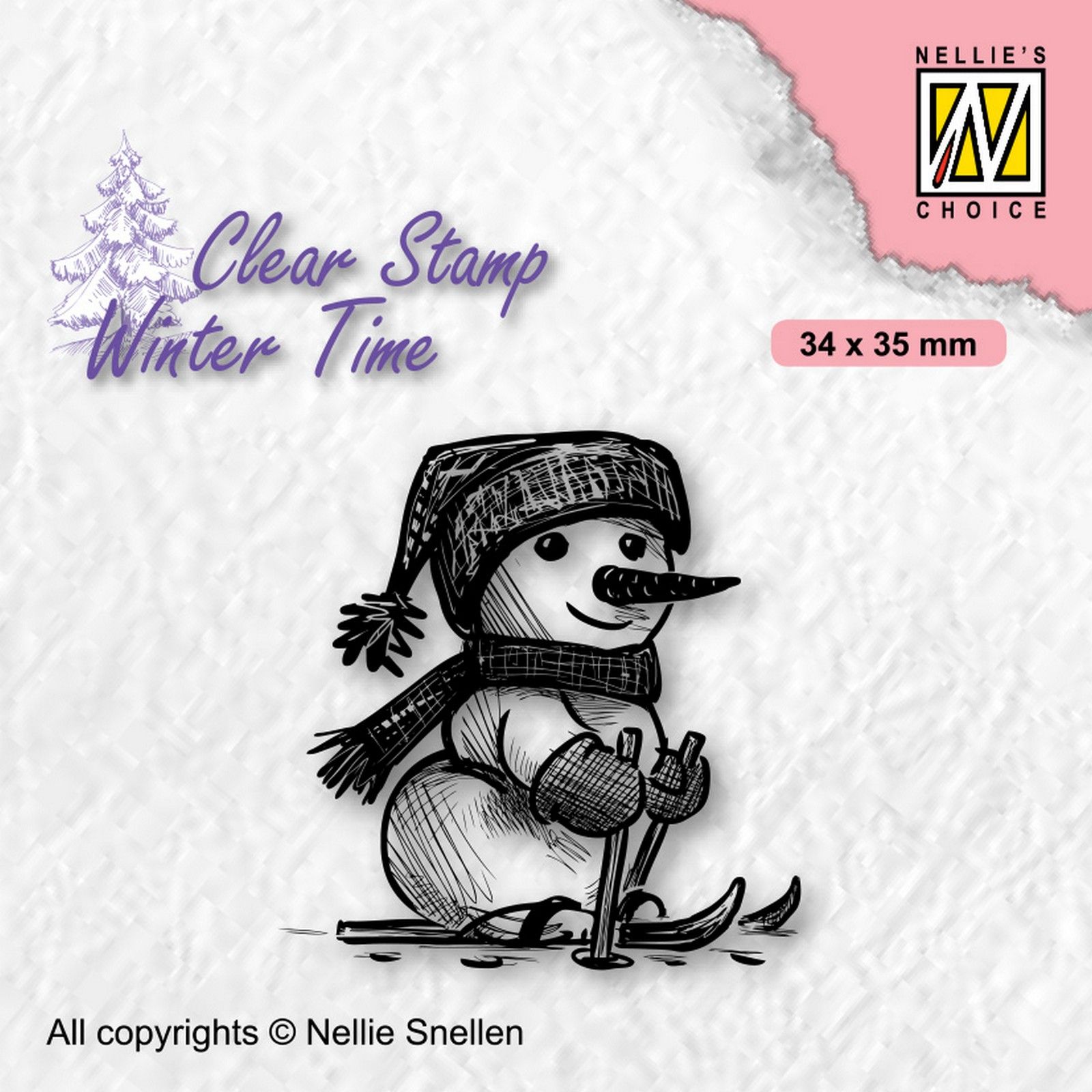 Nellie's Choice • Winter Time Clear Stempels Shy Snowman Skiïng Snowman