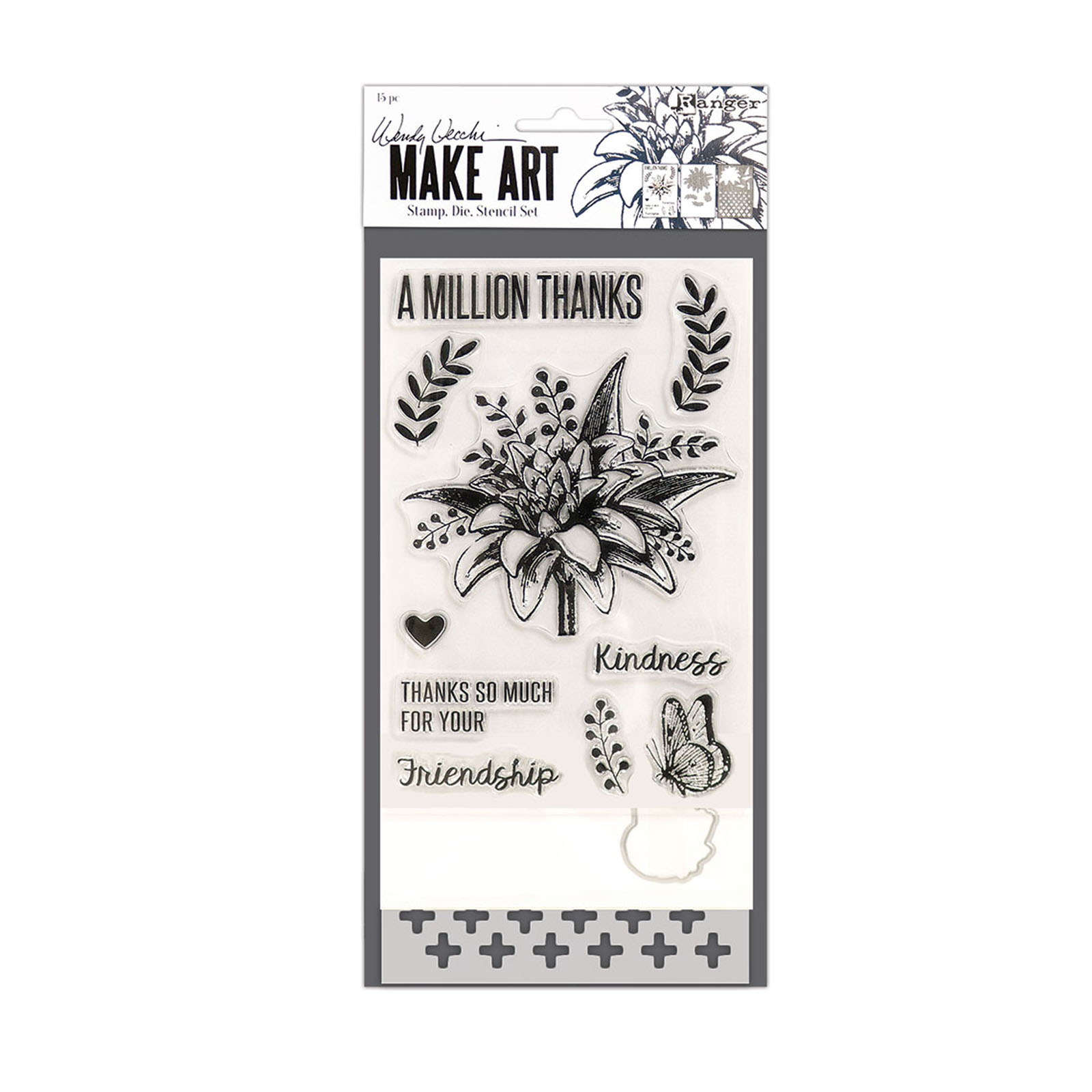 Ranger • Make art Stamp, die & stencil set A million thanks