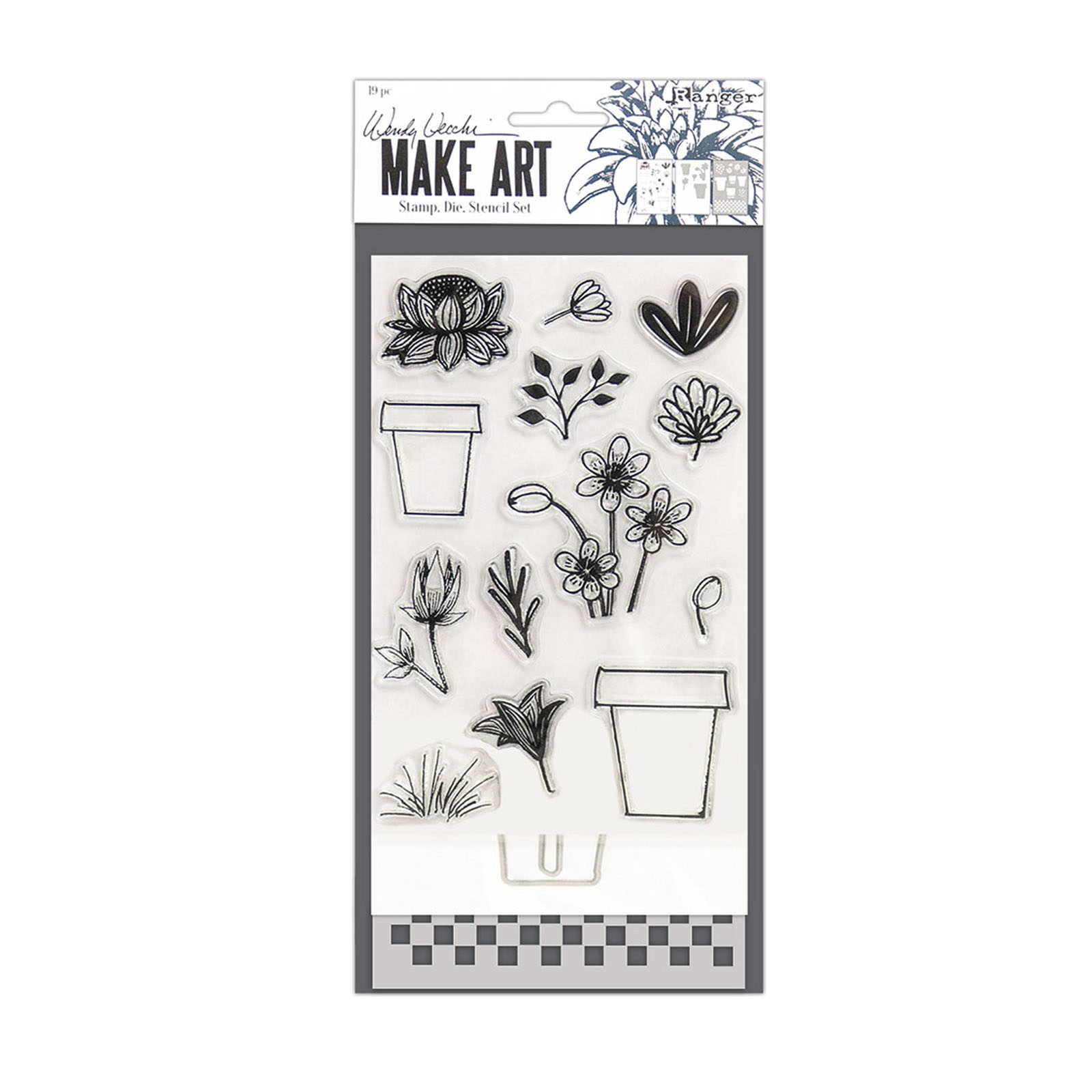 Ranger • Make art Stamp, die & stencil set Flower pot