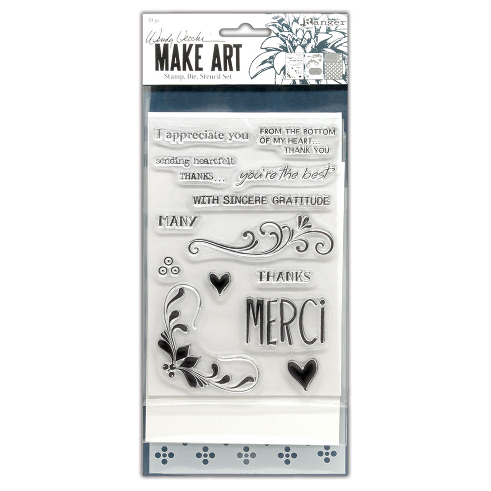 Ranger • Make art Stamp, die & stencil set Merci & more