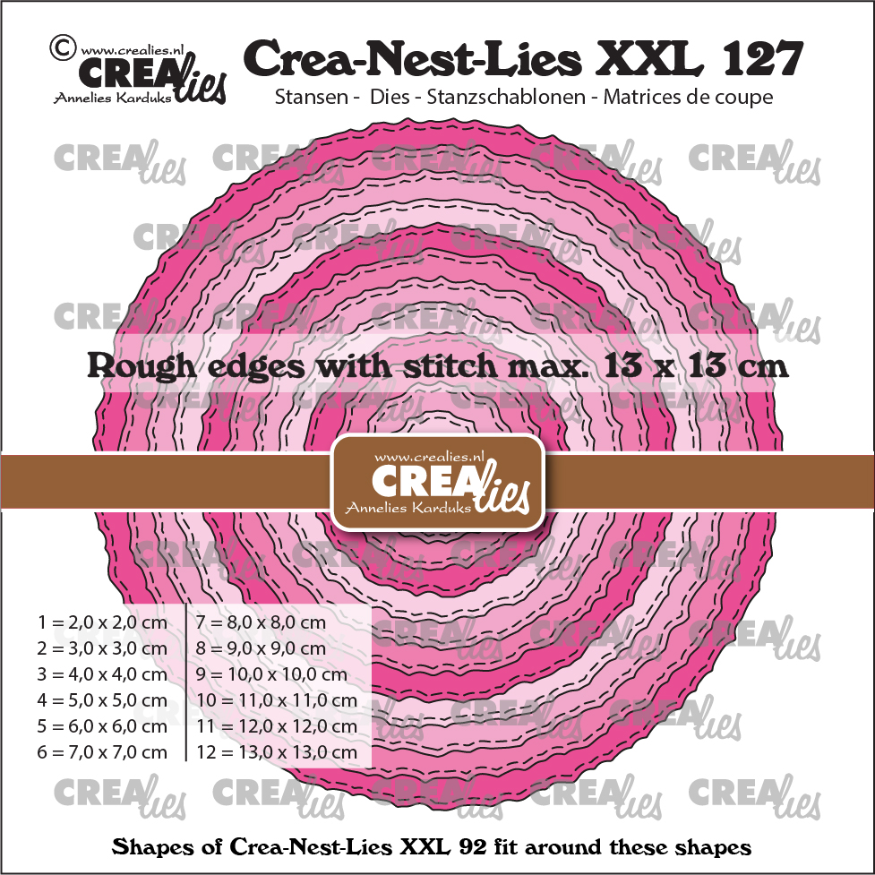 Crealies • Crea-Nest-Lies XXL Matrice De Découpe Circles With Rough Edges And Stitchlines